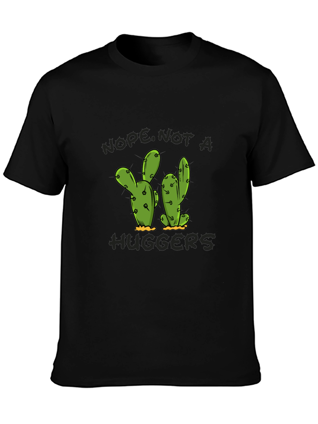Nope Not A Hugger Cactus Graphic T-Shirt