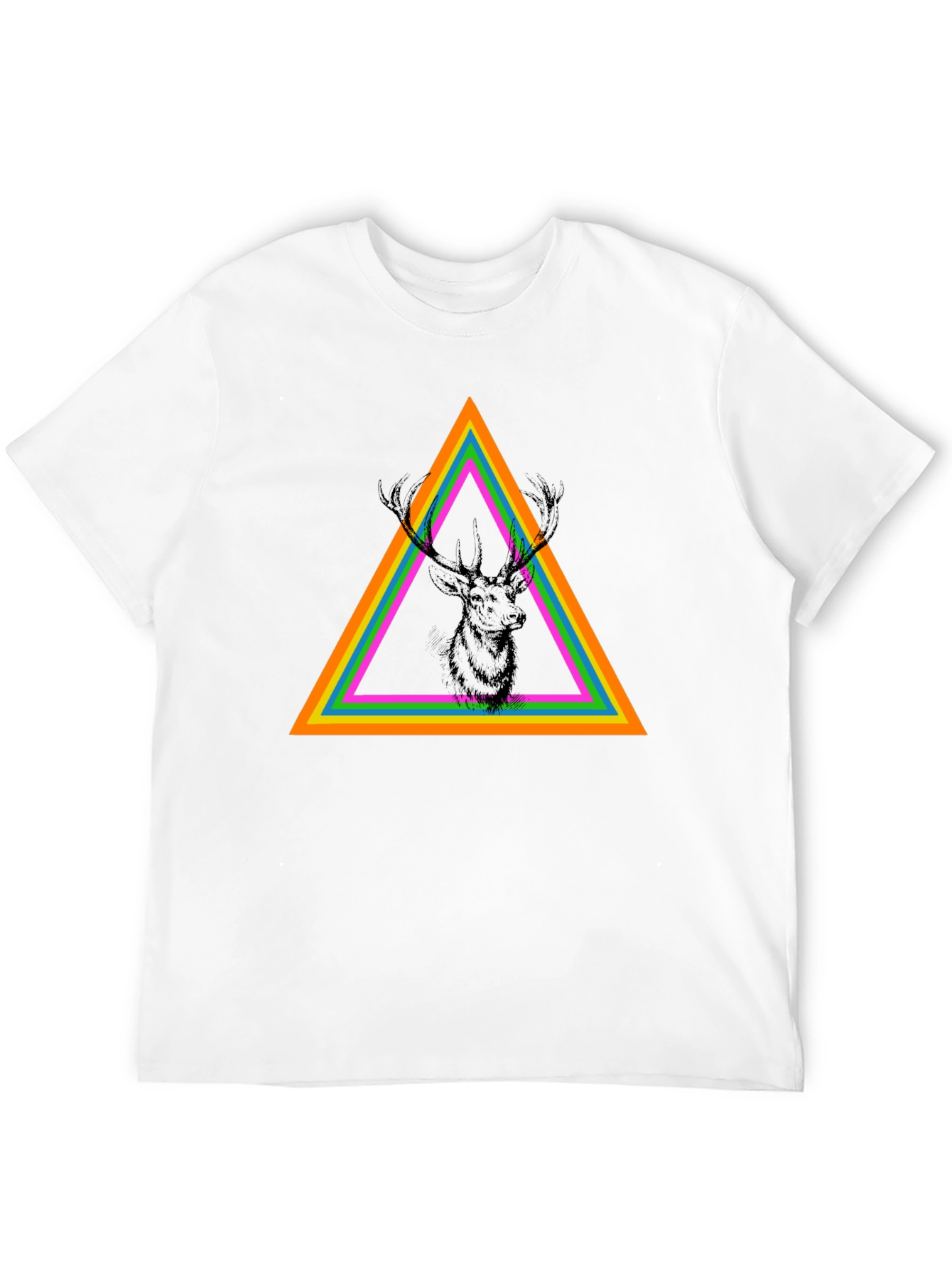 Retro Deer Graphic Tee - Bold Triangle Design