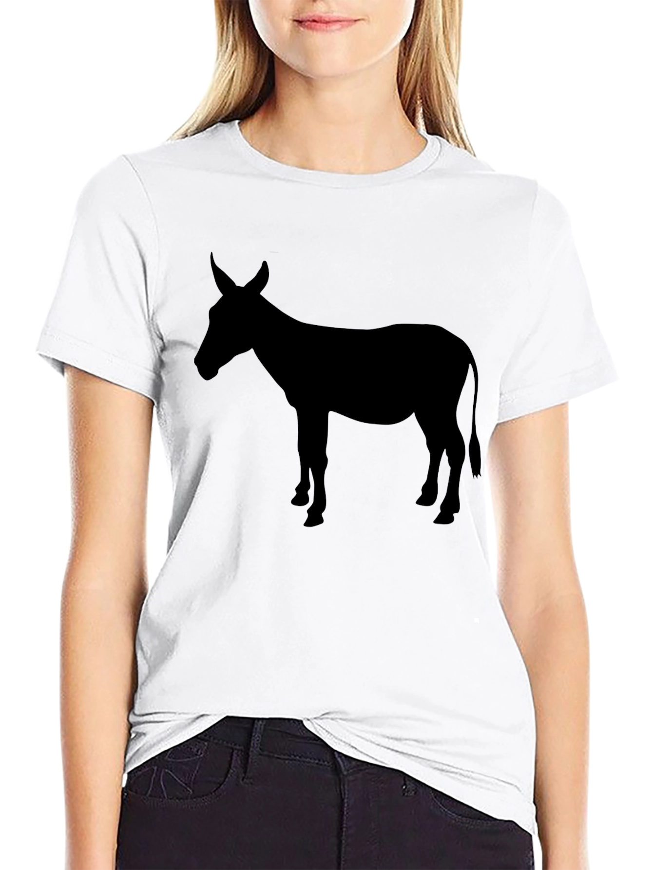 Black Donkey Silhouette Graphic T-Shirt