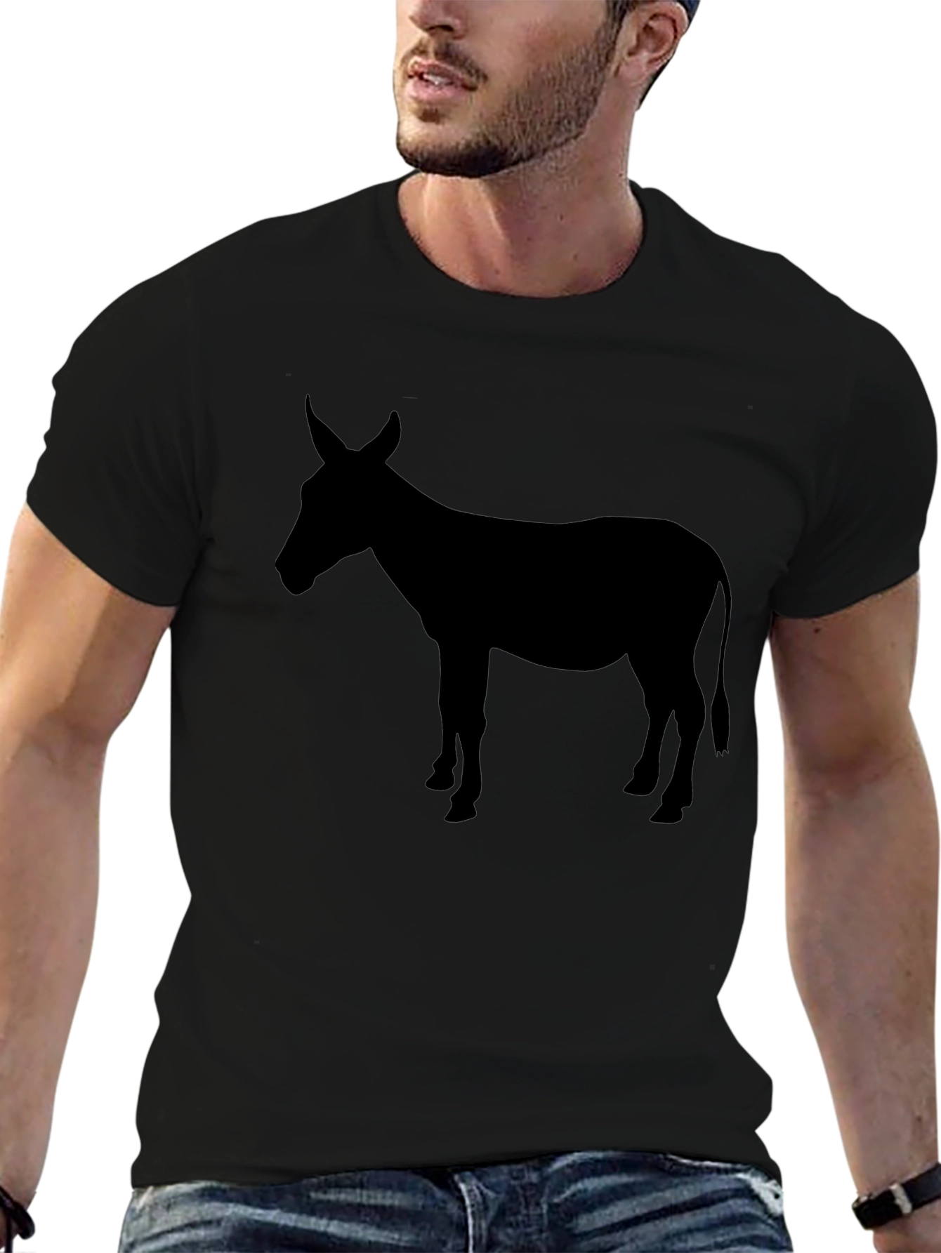 Black Donkey Silhouette Graphic T-Shirt