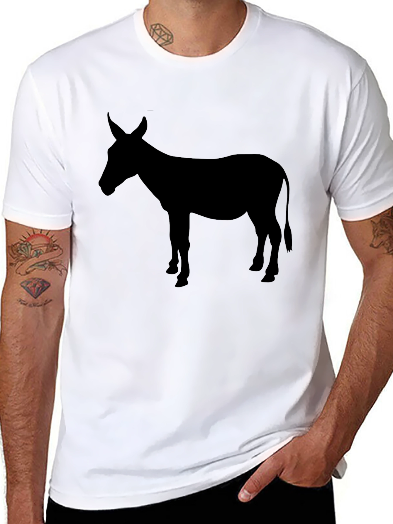 Black Donkey Silhouette Graphic T-Shirt