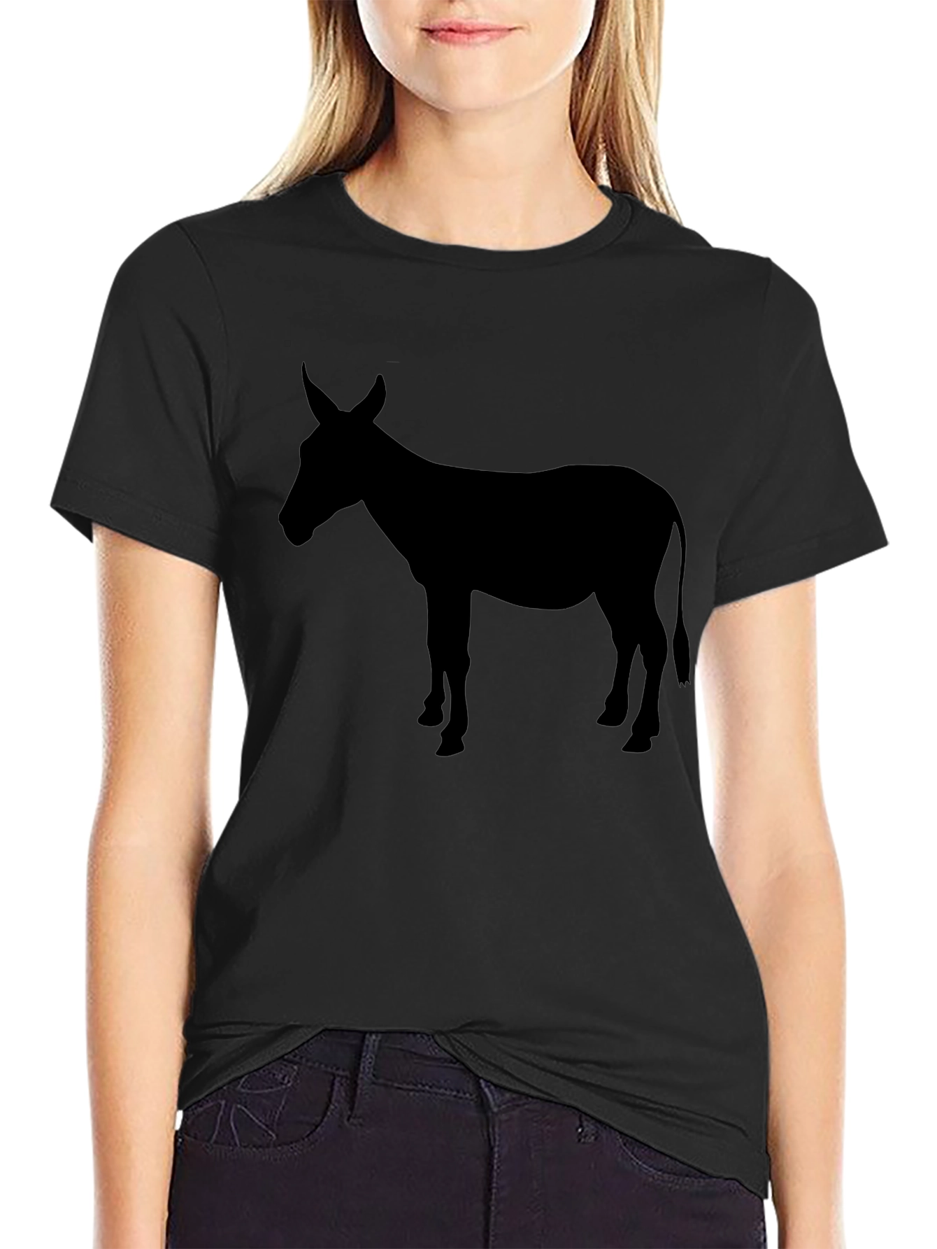 Black Donkey Silhouette Graphic T-Shirt