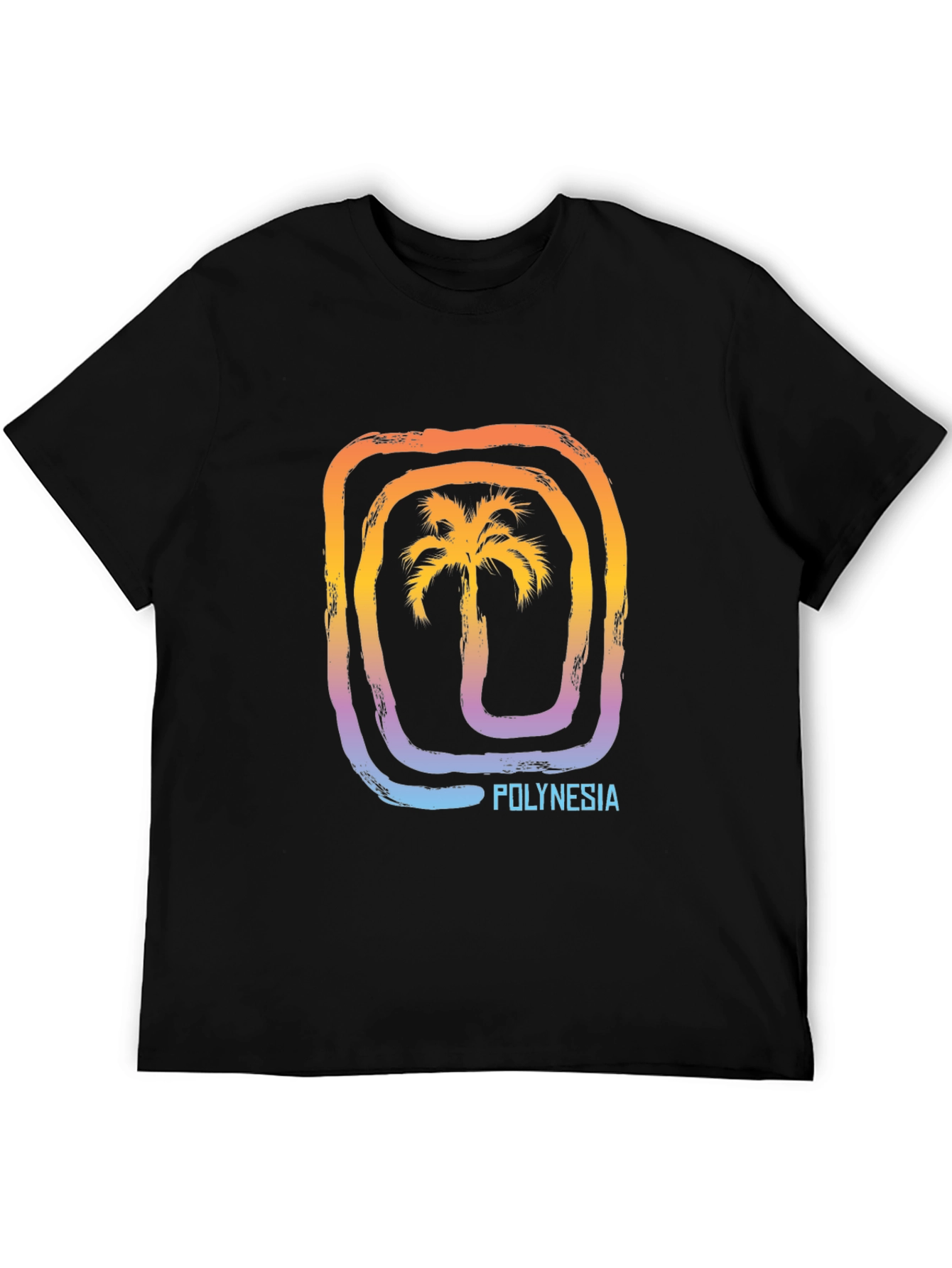 Polynesia Palm Tree Graphic Tee - Black Cotton