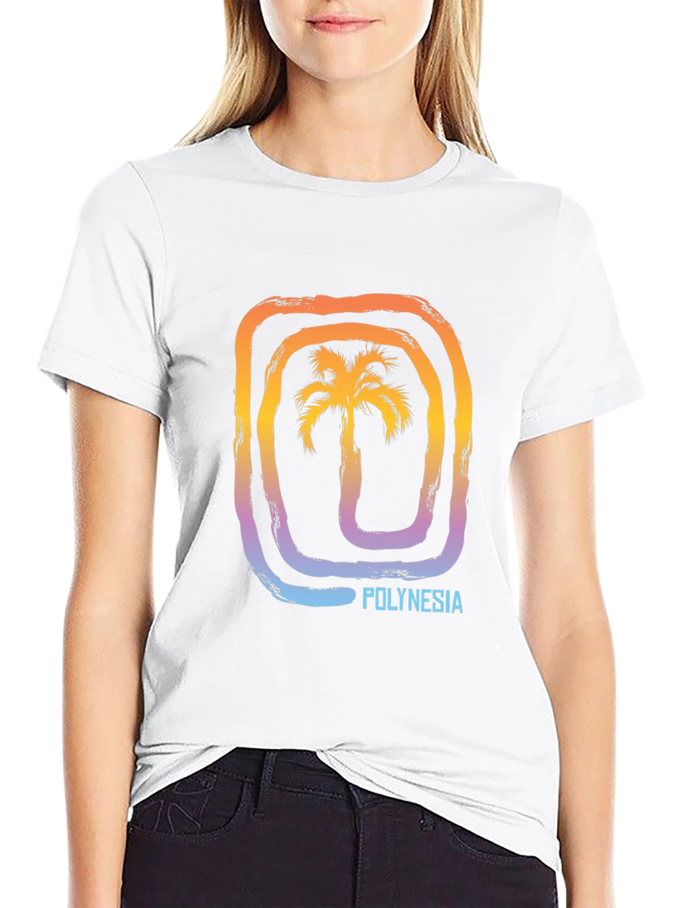 Polynesia Palm Tree Graphic Tee - Black Cotton