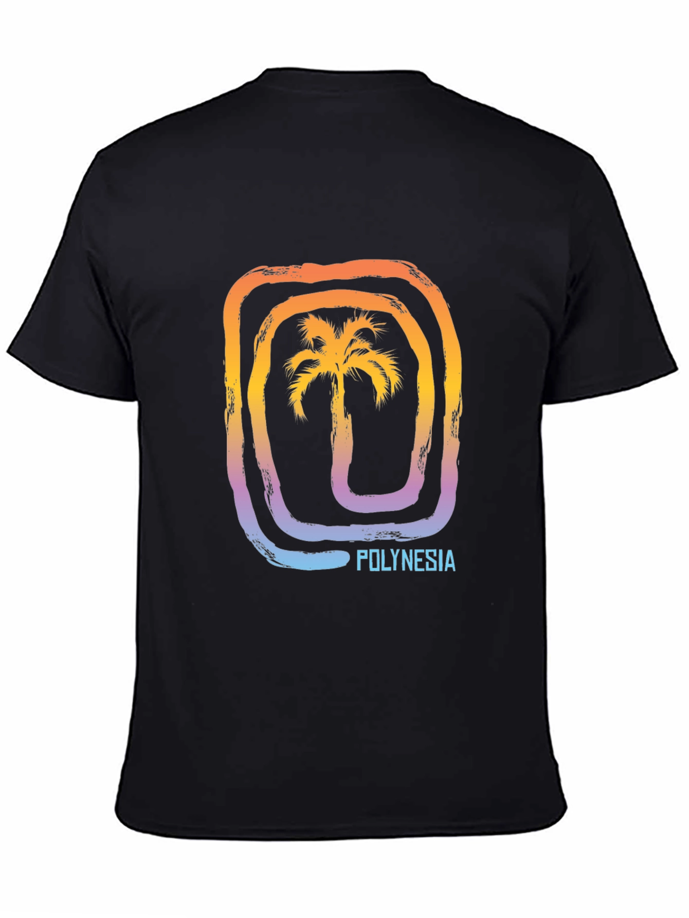 Polynesia Palm Tree Graphic Tee - Black Cotton