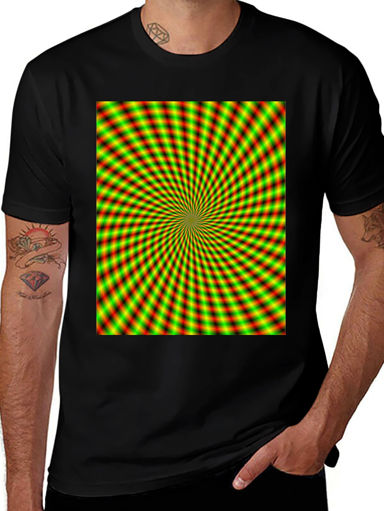Psychedelic Illusion T-Shirt - Black Crew Neck
