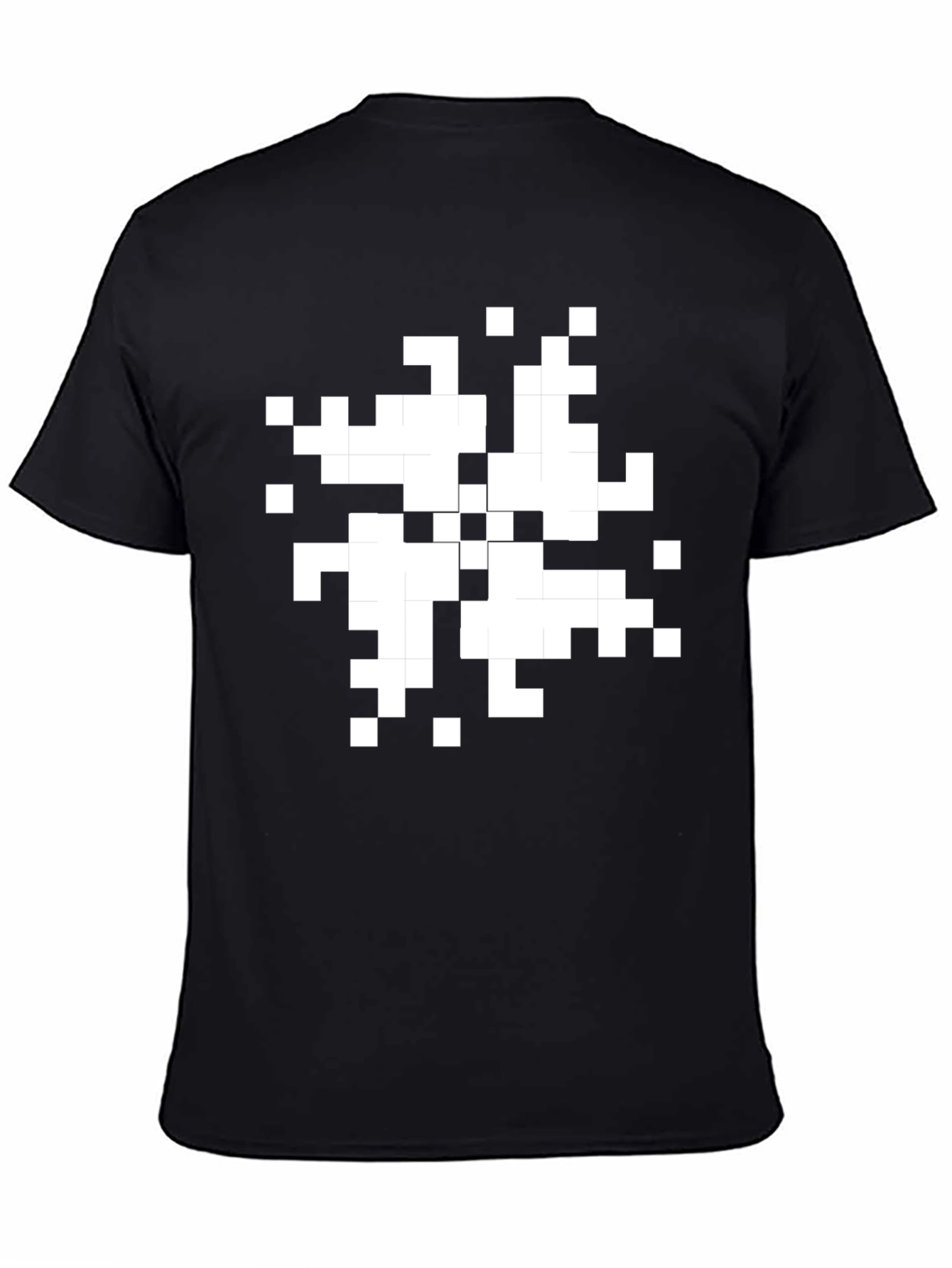 Pixel Art Graphic T-Shirt - Black Cotton Casual Tee