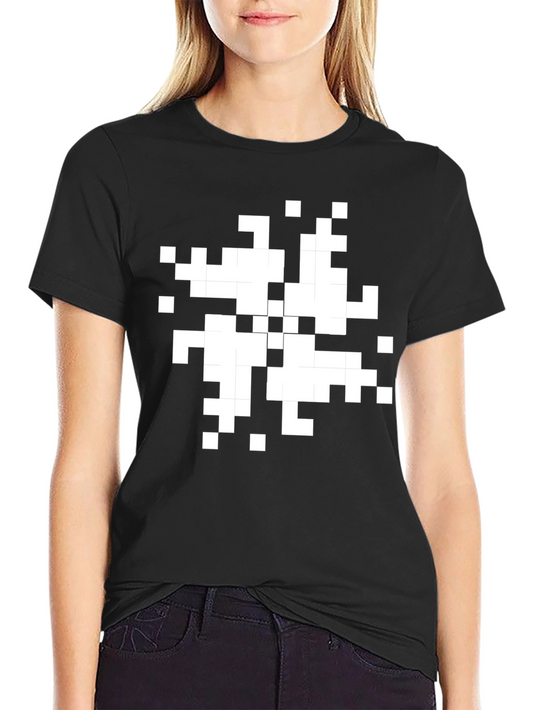 Pixel Art Graphic T-Shirt - Black Cotton Casual Tee