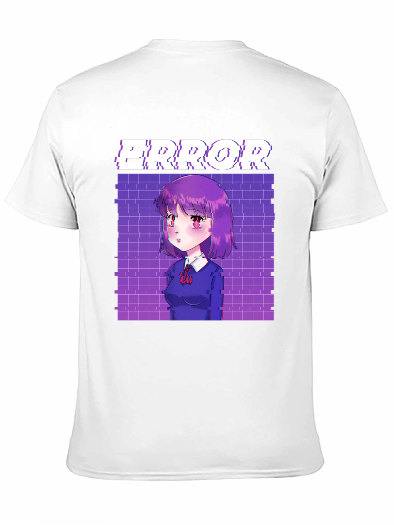 Anime Girl Error Graphic Tee - Black