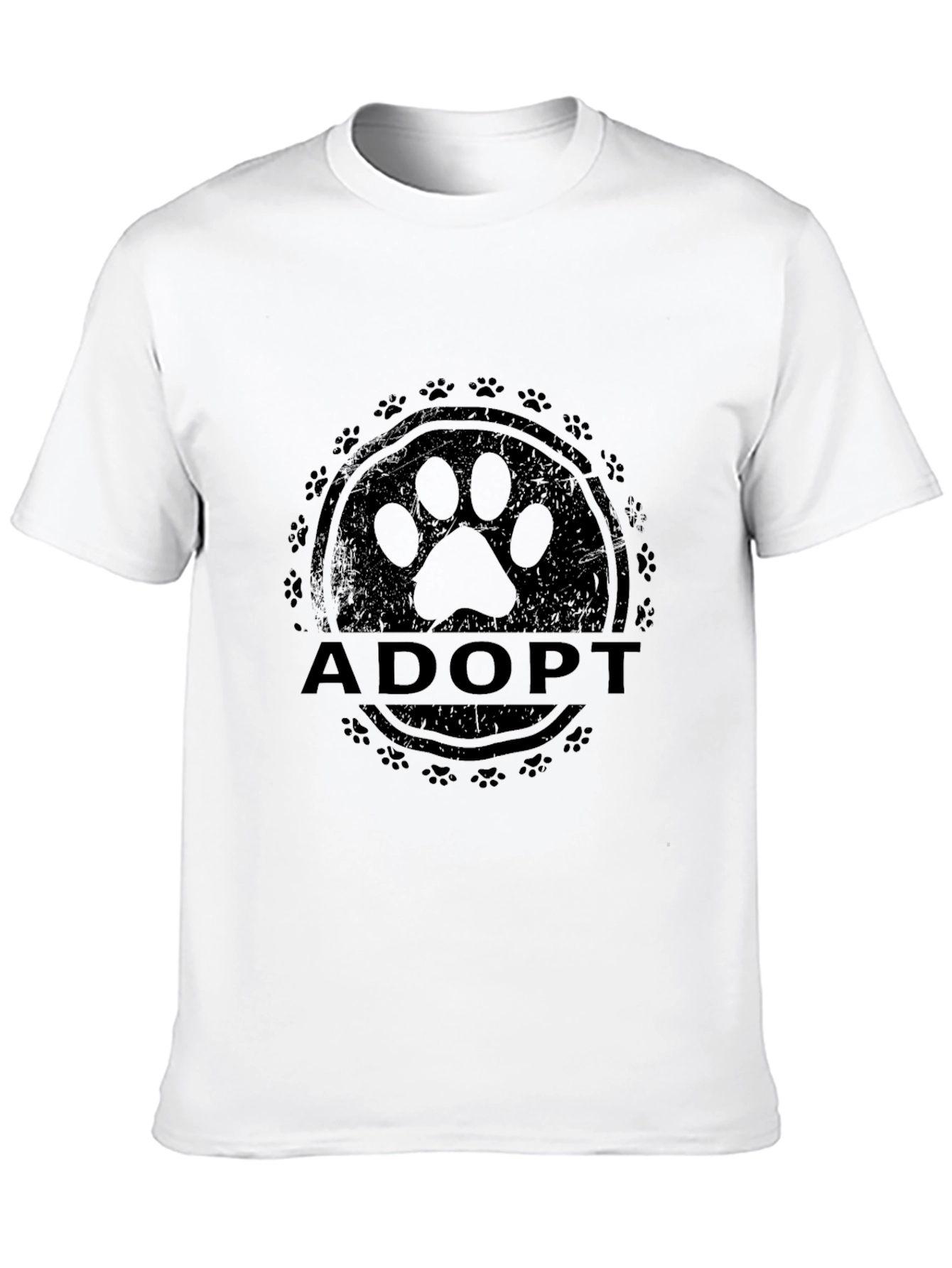 Adopt Paw Print T-Shirt - Black