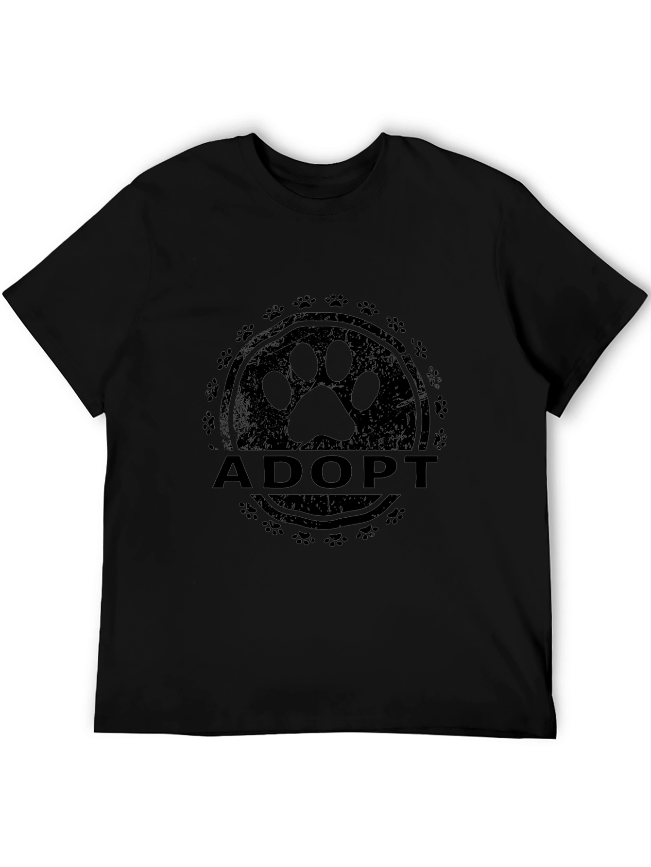Adopt Paw Print T-Shirt - Black