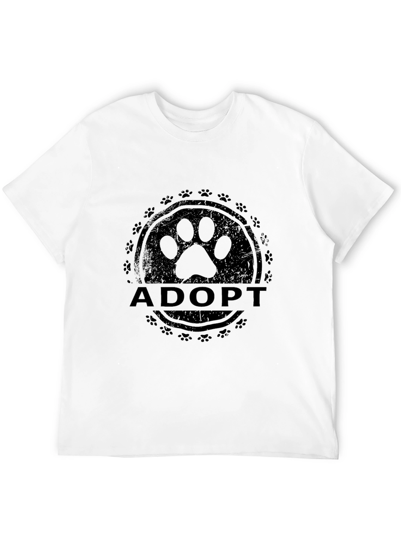 Adopt Paw Print T-Shirt - Black