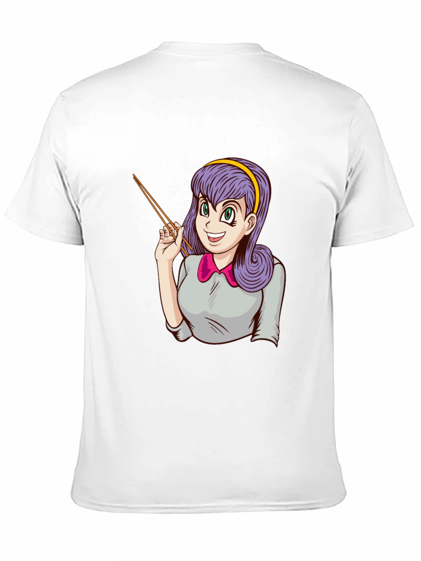 Anime Girl with Chopsticks Graphic T-Shirt