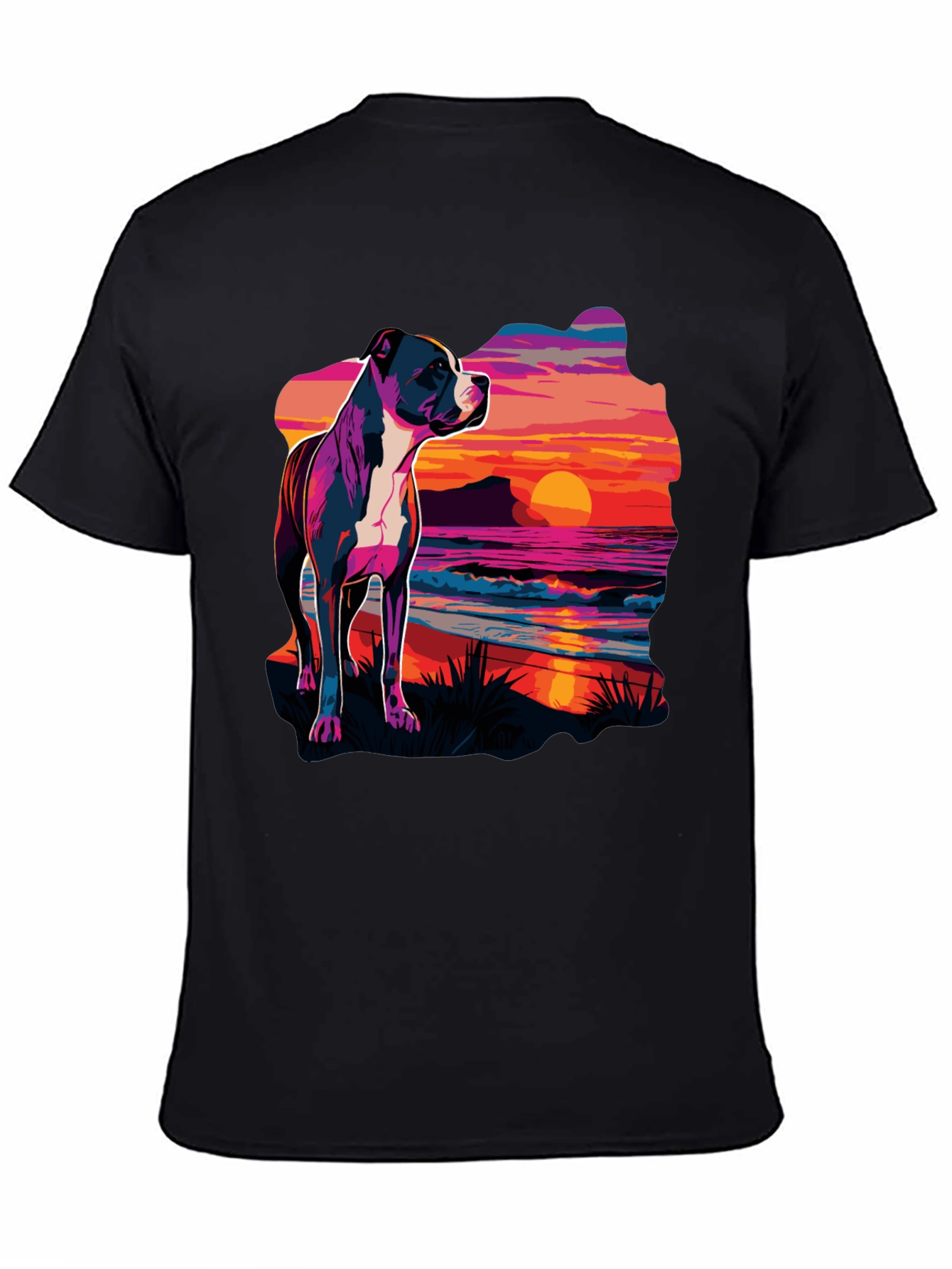 Sunset Pitbull Graphic Tee - Cool Dog Lover Shirt