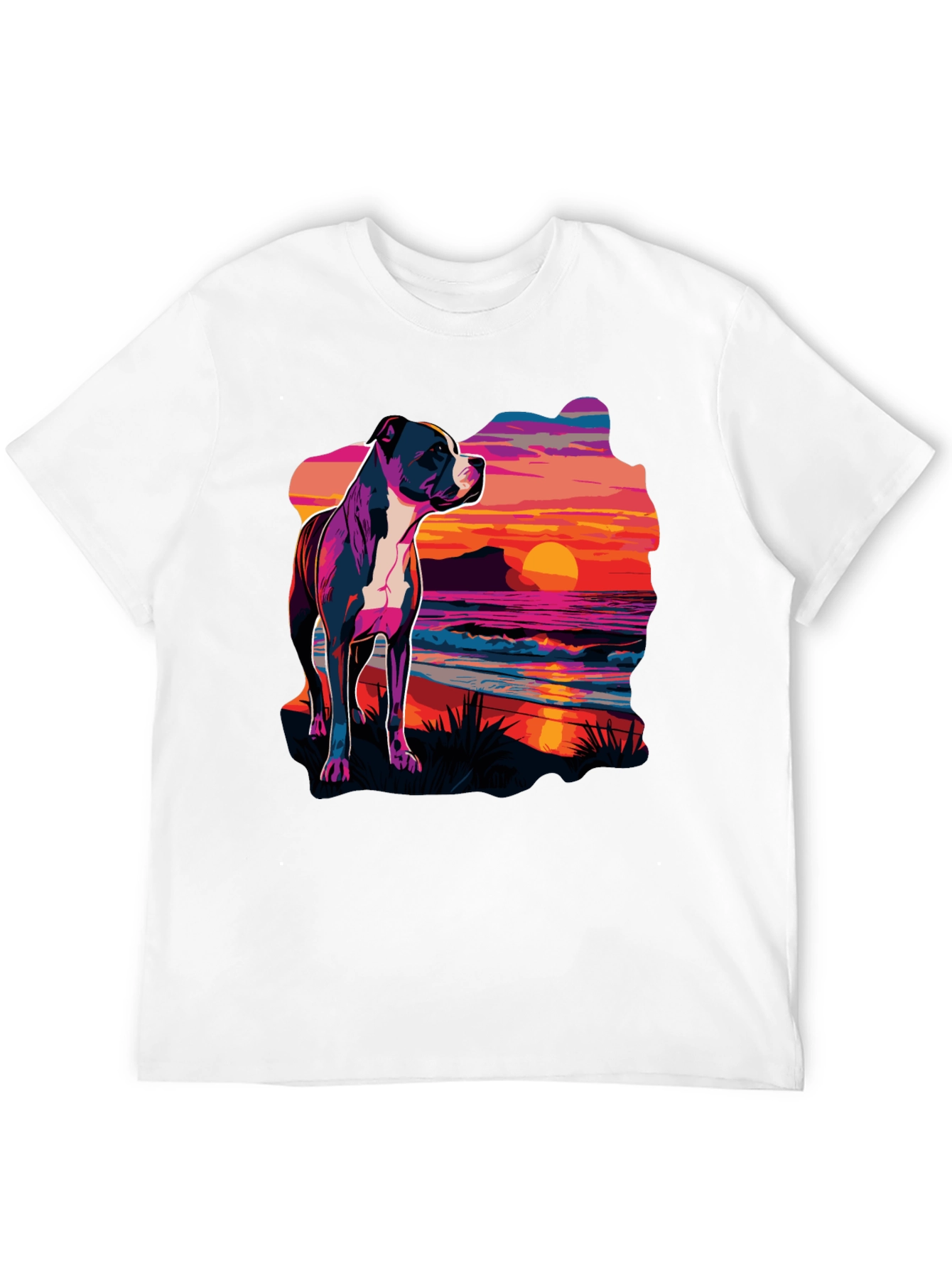 Sunset Pitbull Graphic Tee - Cool Dog Lover Shirt