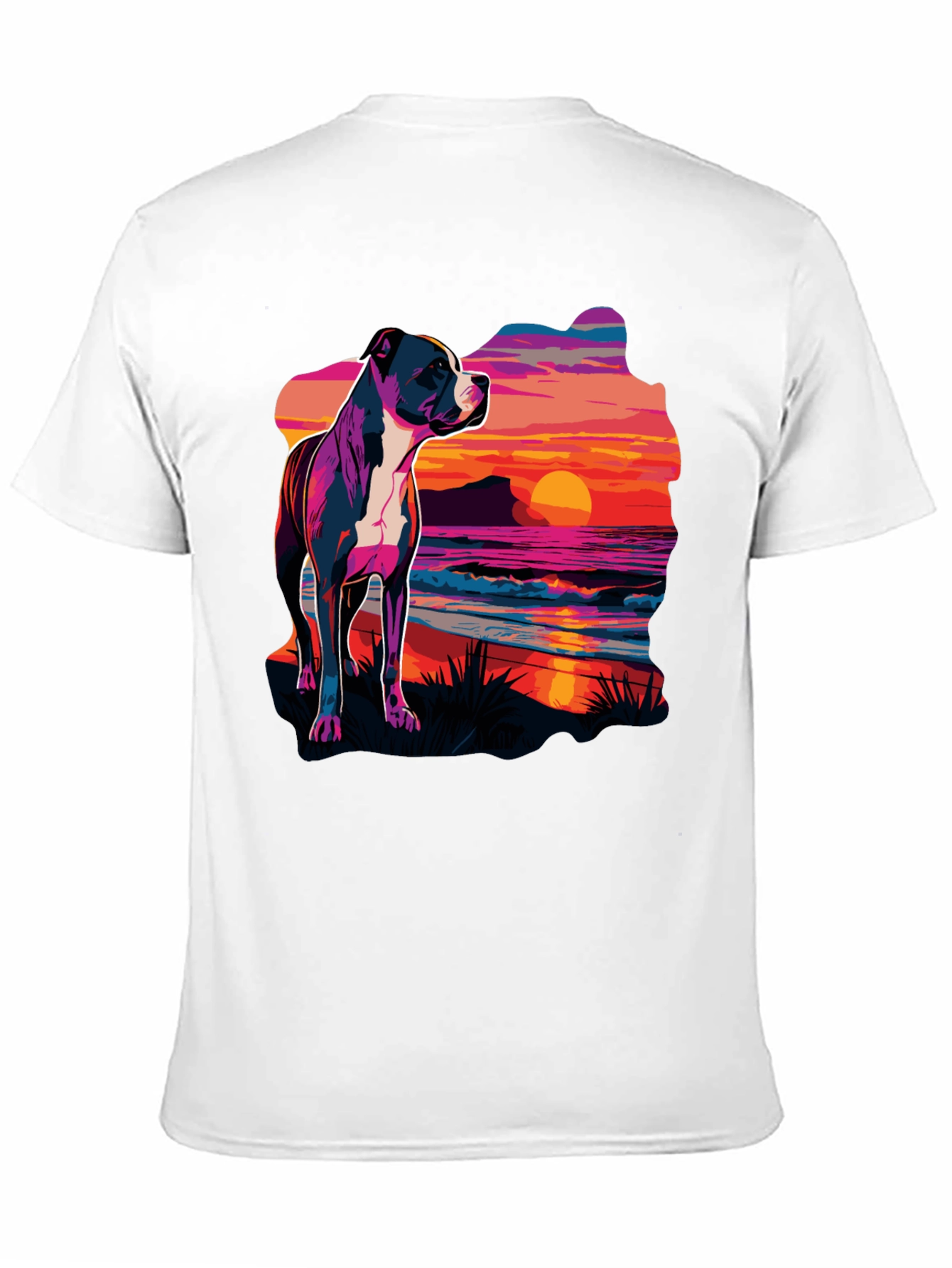 Sunset Pitbull Graphic Tee - Cool Dog Lover Shirt