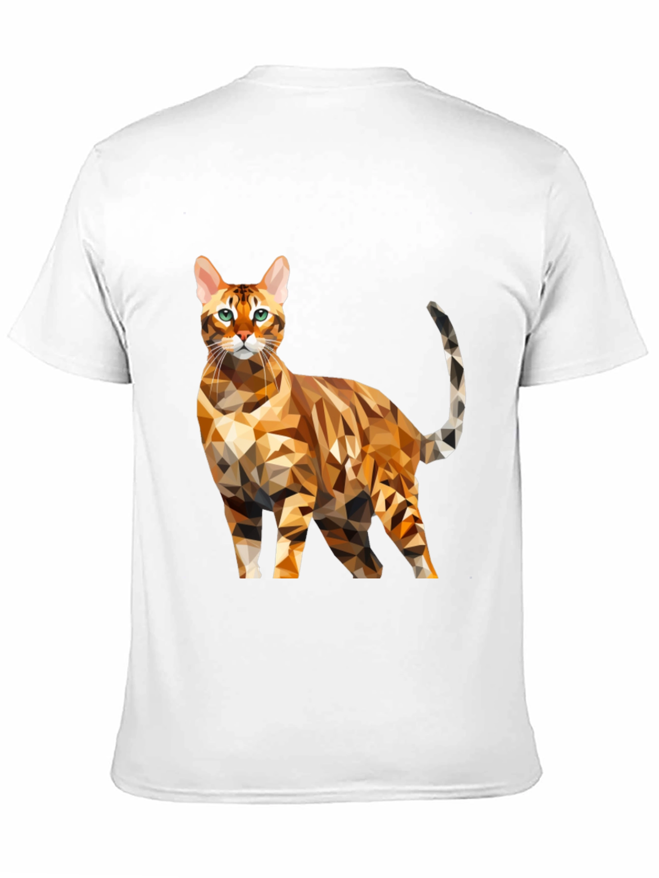Geometric Cat Graphic Tee - Black Cotton Blend