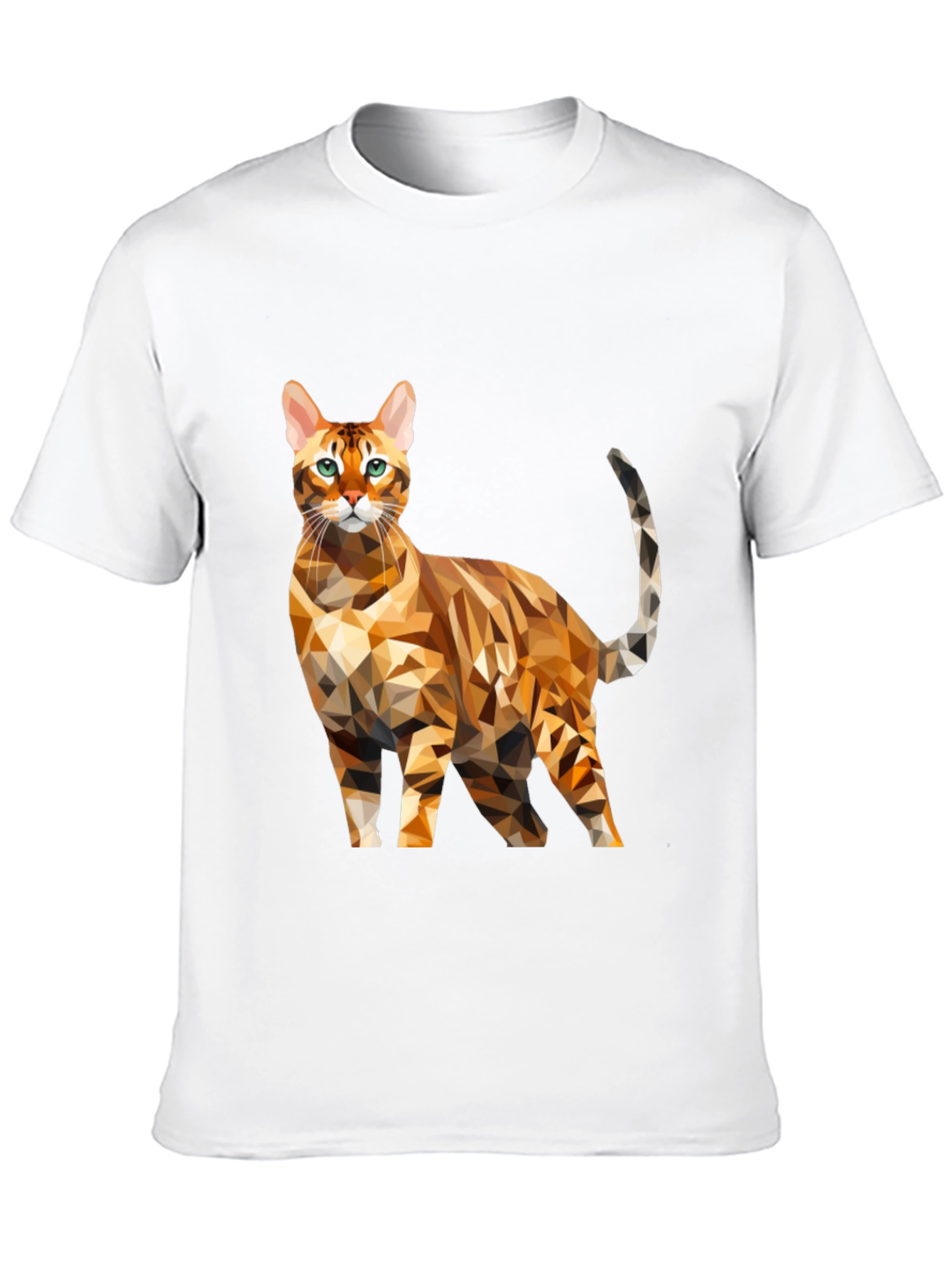 Geometric Cat Graphic Tee - Black Cotton Blend