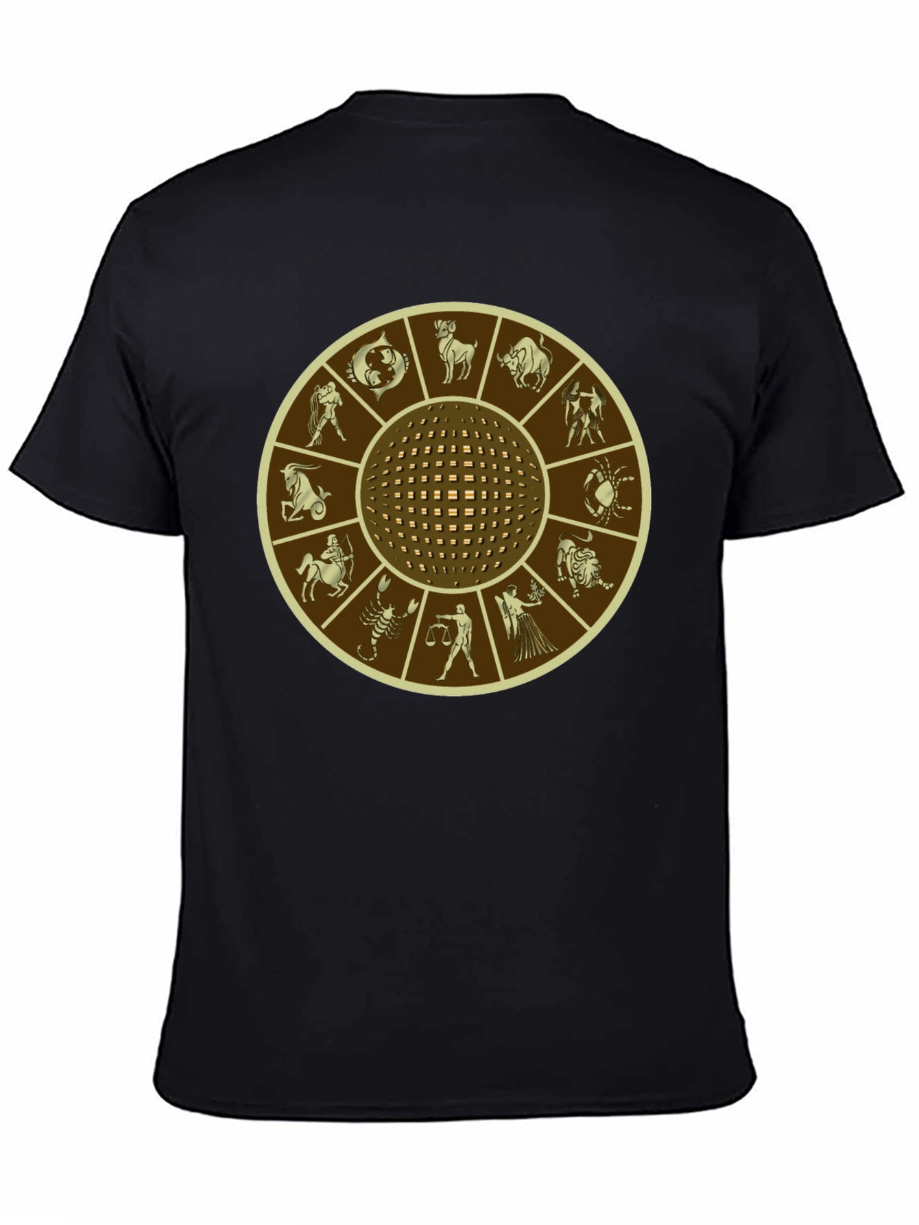 Zodiac Wheel Graphic Print Black T-Shirt
