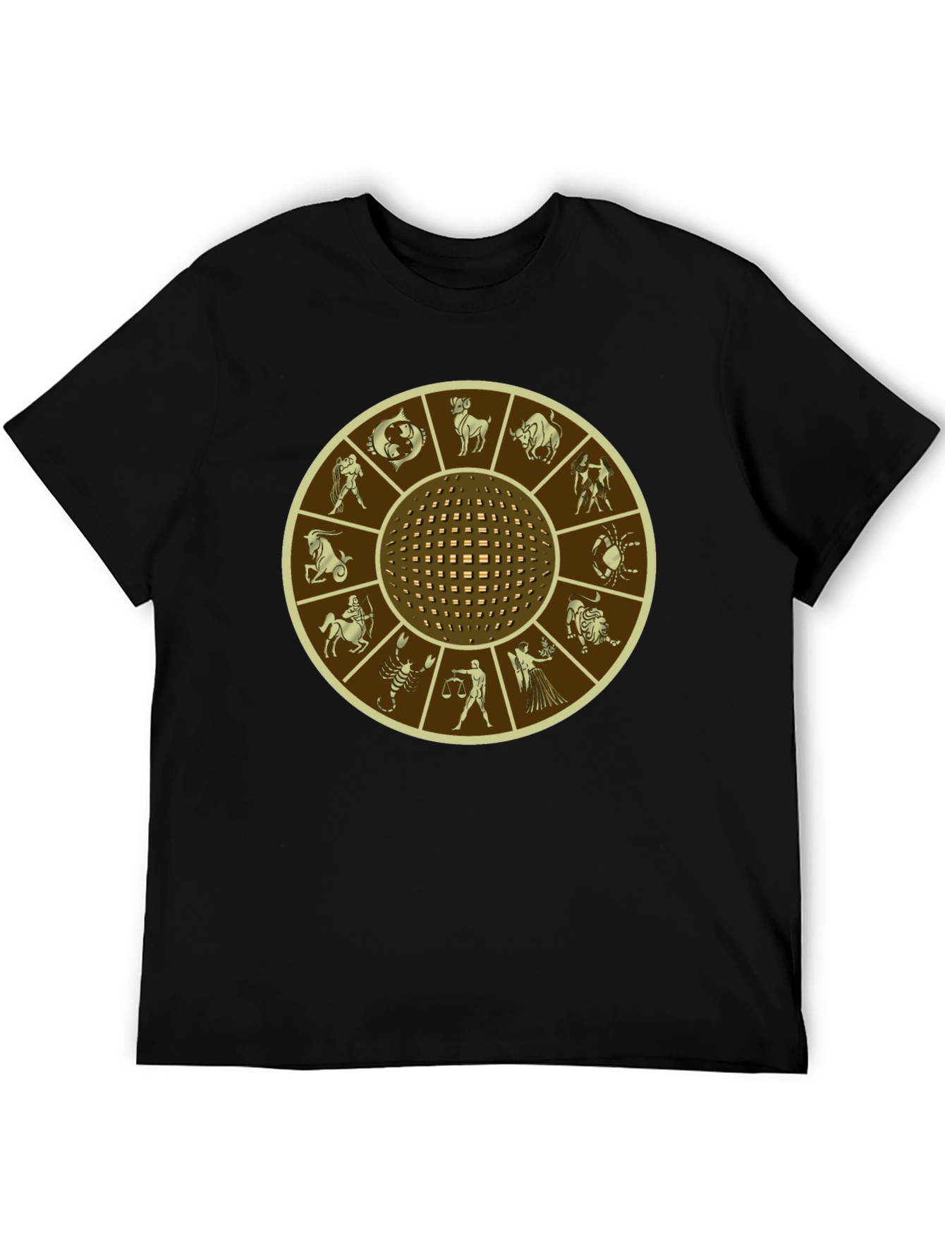 Zodiac Wheel Graphic Print Black T-Shirt