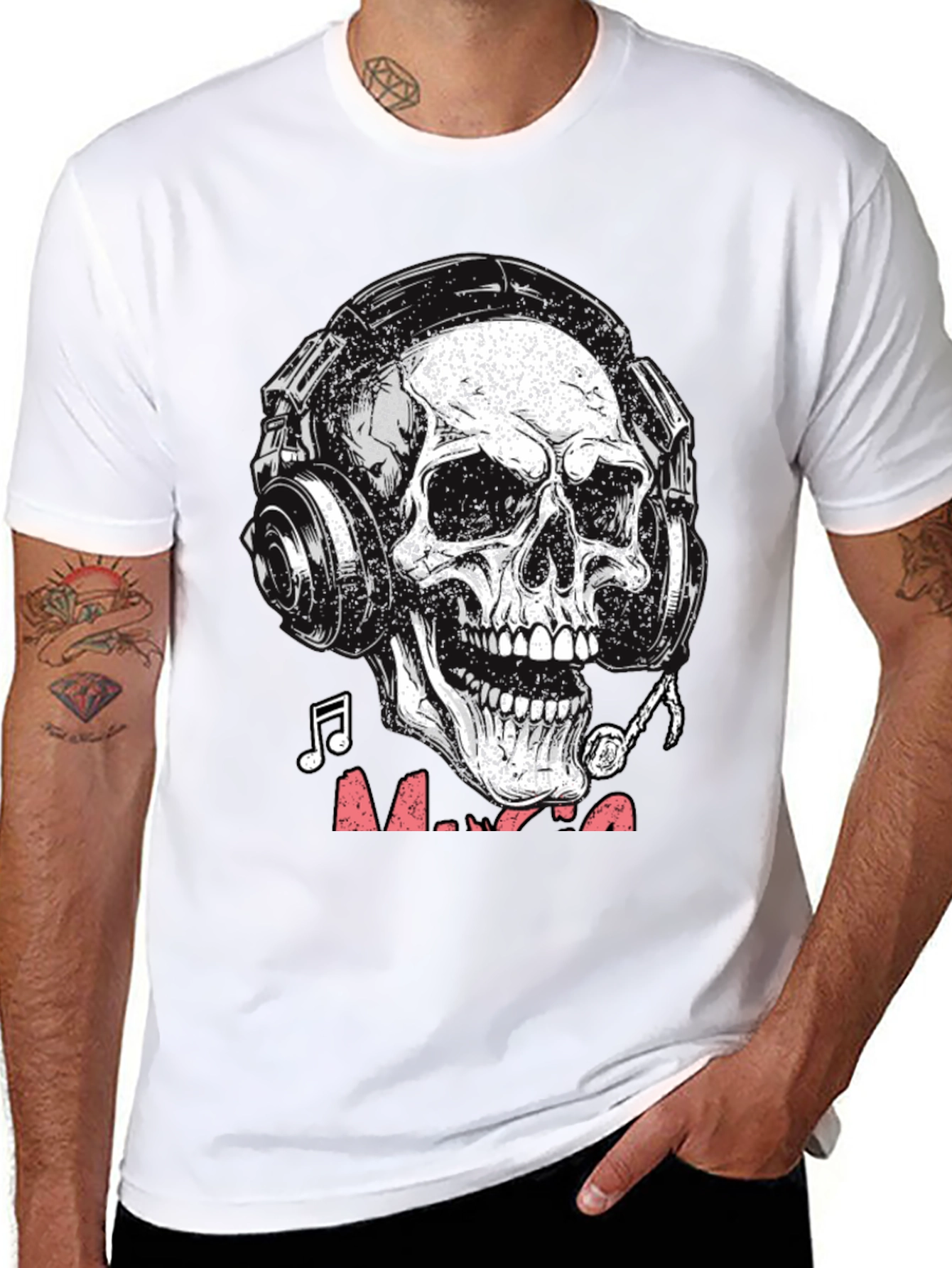 Skull with Headphones Graphic Tee - Music Lover T-Shirt