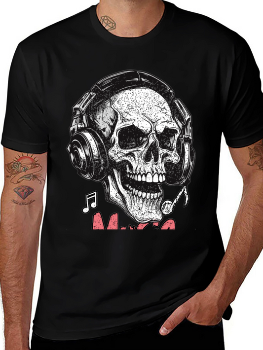 Skull with Headphones Graphic Tee - Music Lover T-Shirt