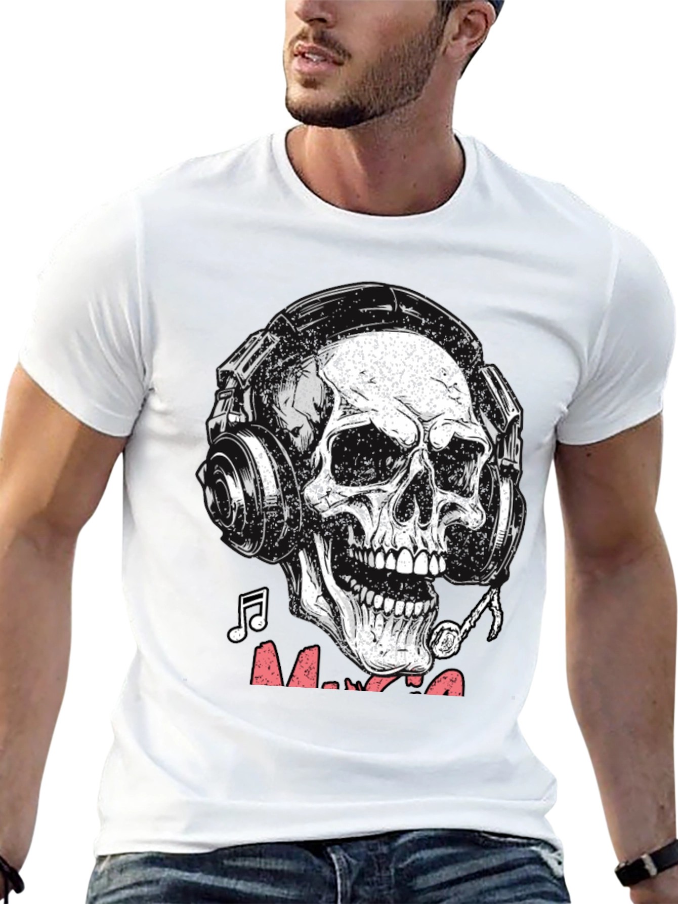 Skull with Headphones Graphic Tee - Music Lover T-Shirt