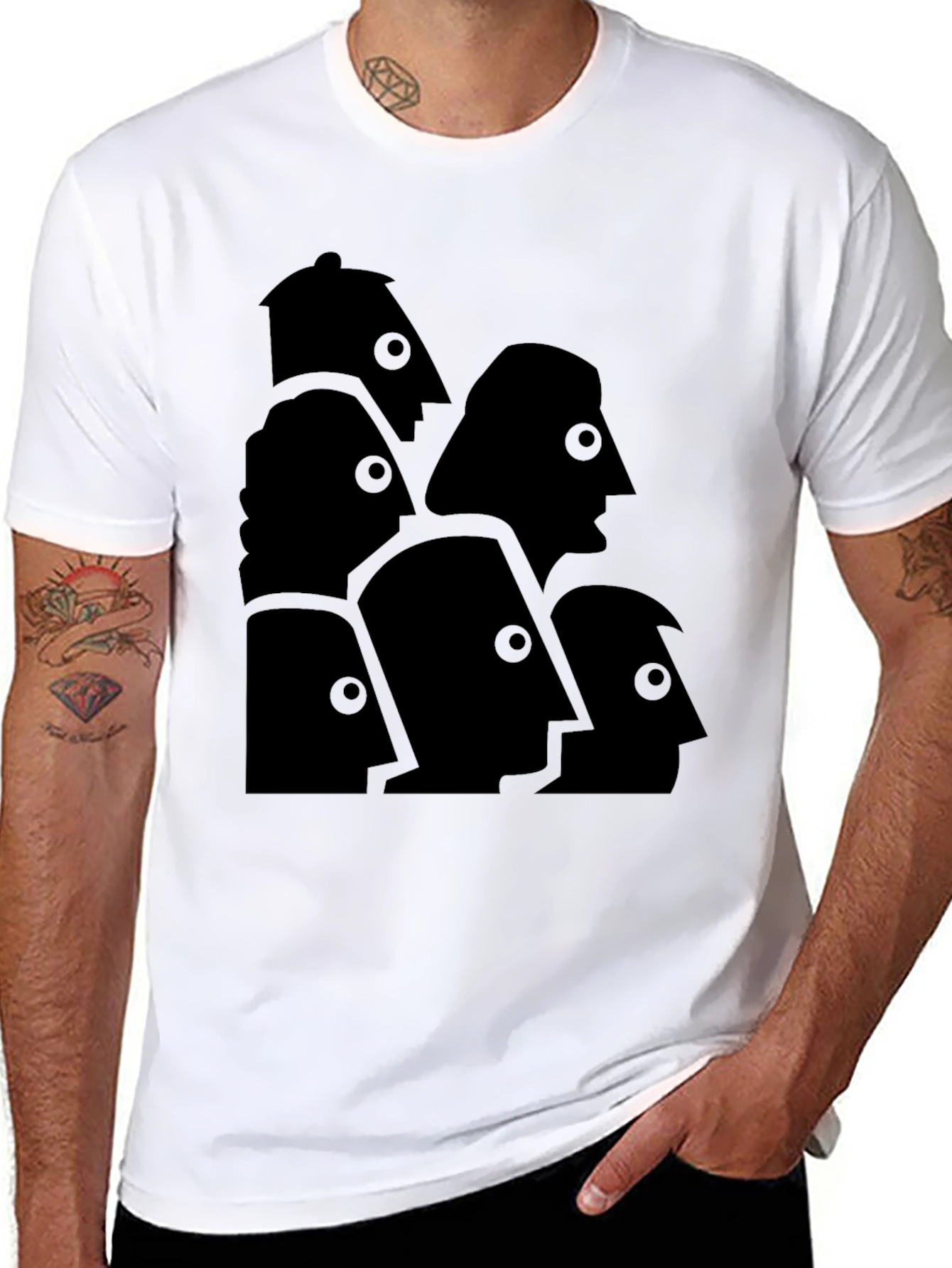 Abstract Faces Graphic Tee - Modern Art T-Shirt