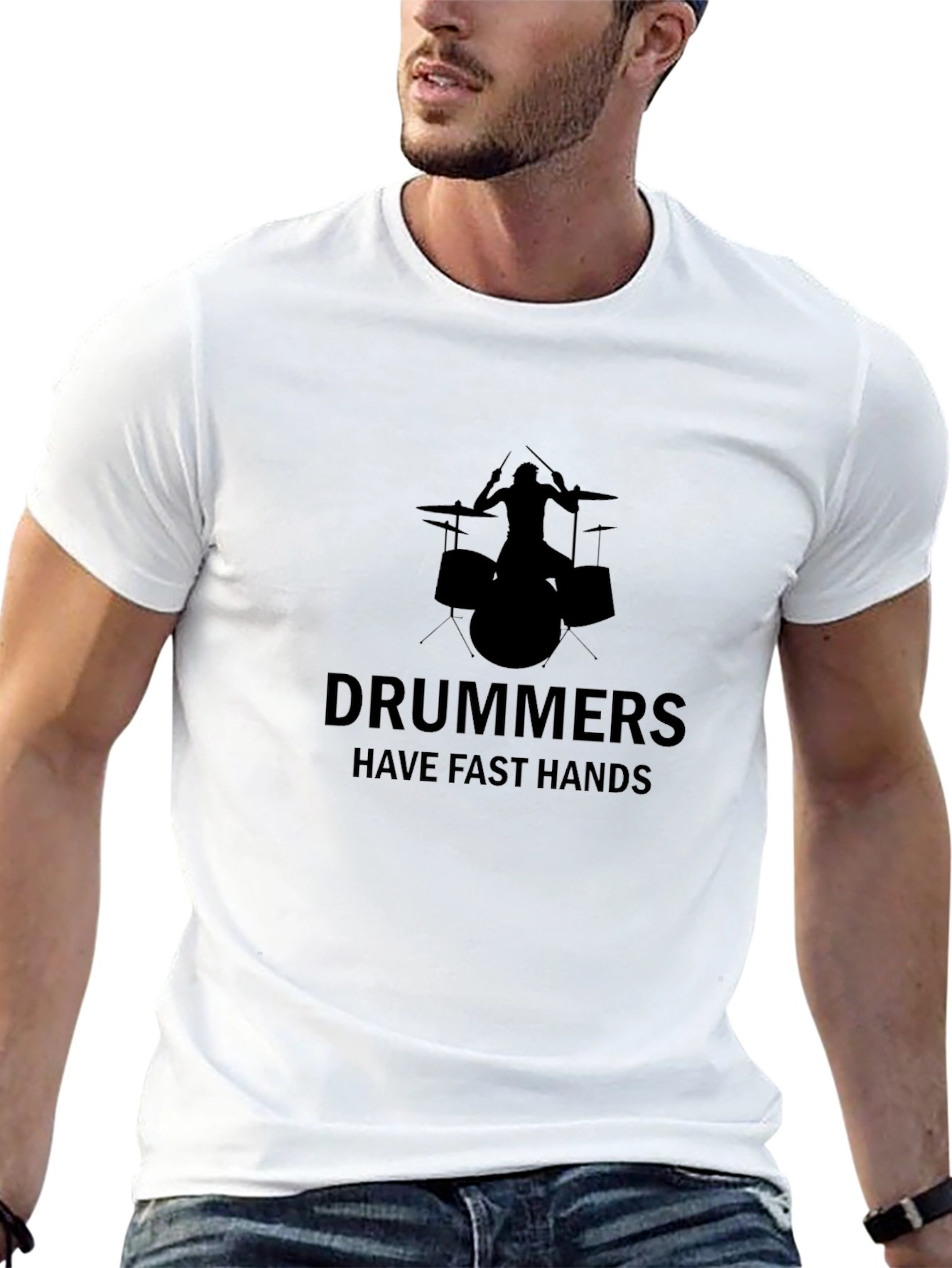 Drummers Have Fast Hands Black Graphic Tee