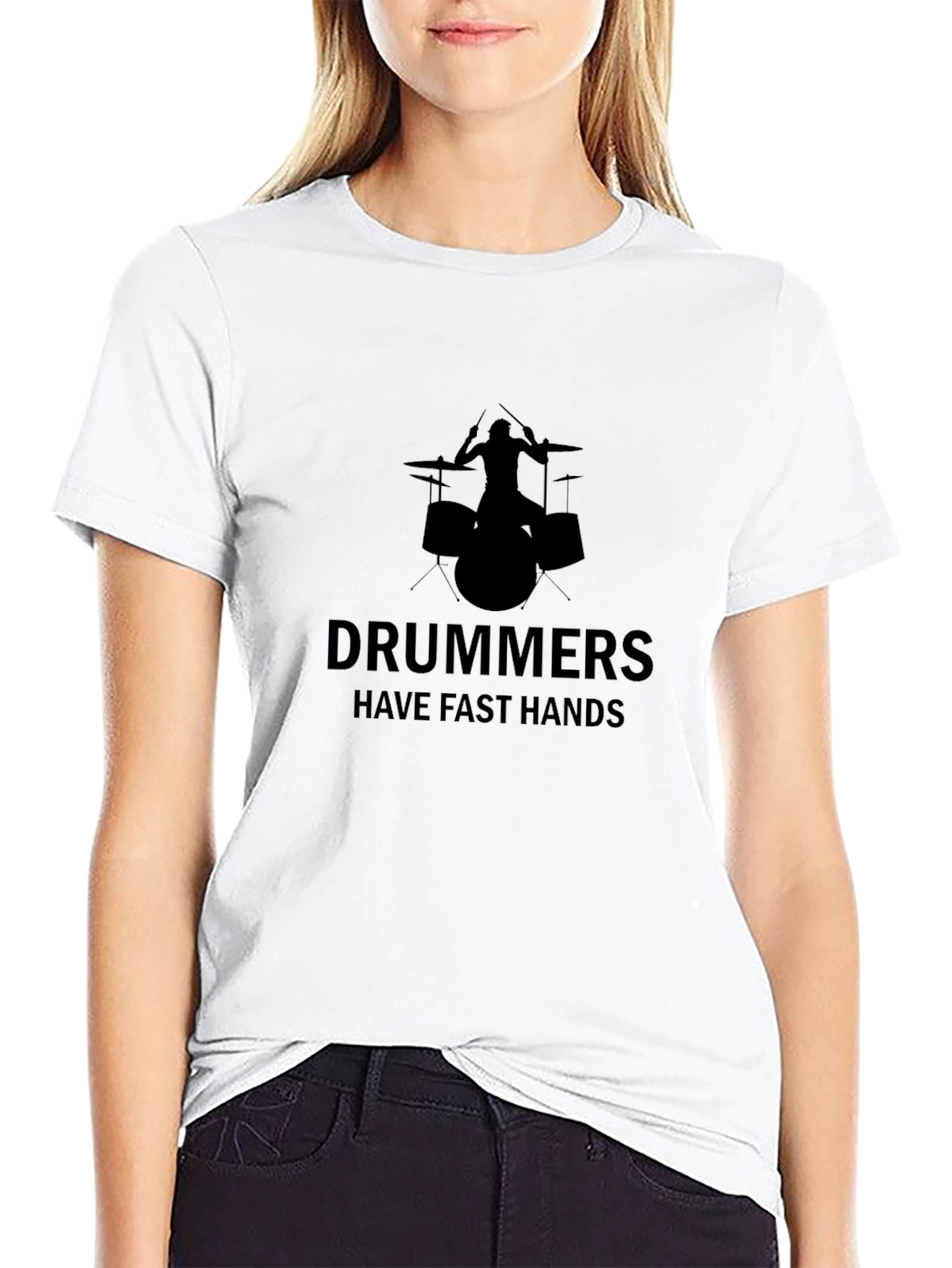Drummers Have Fast Hands Black Graphic Tee