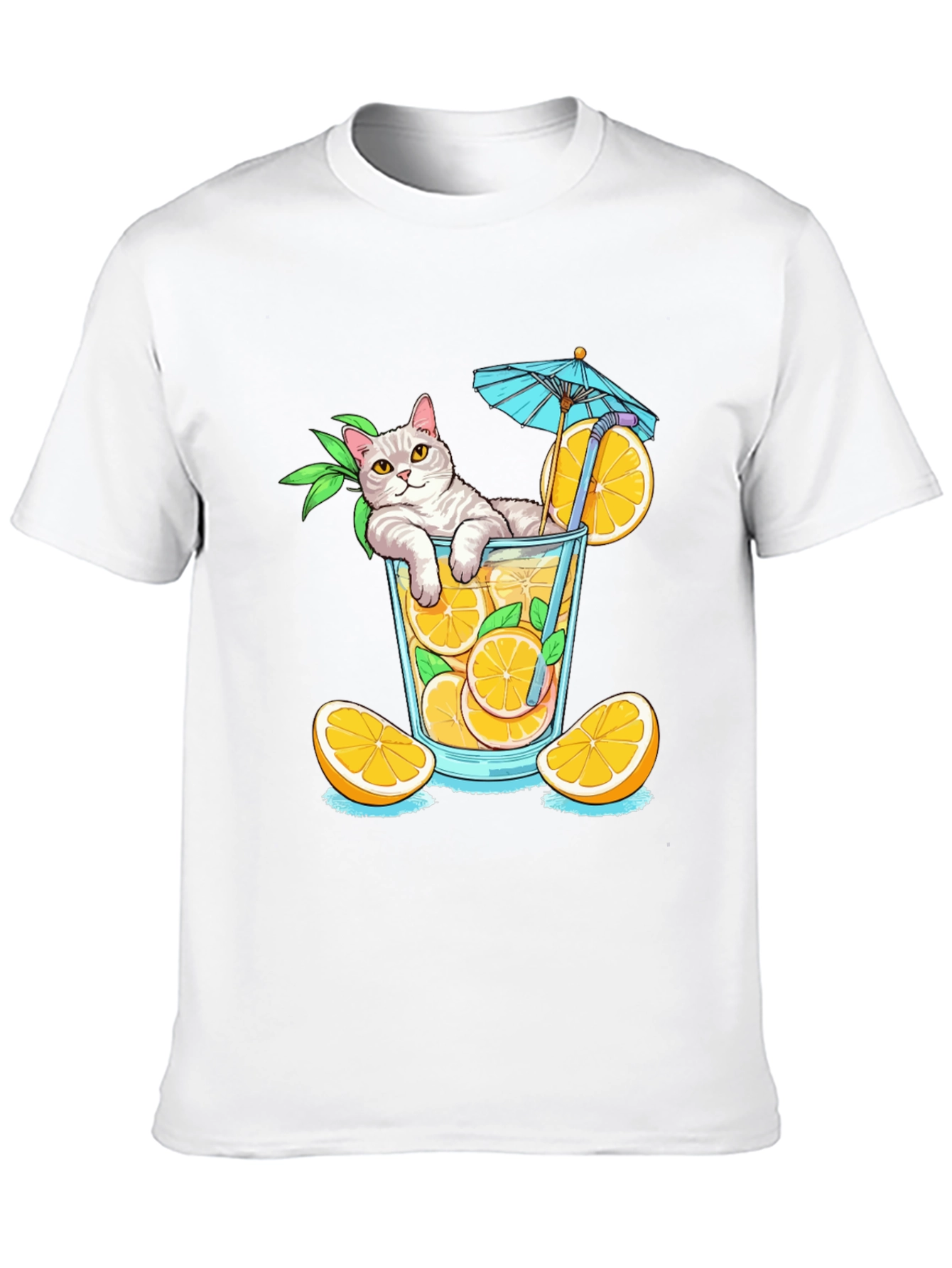 Cat Sipping Orange Juice T-Shirt