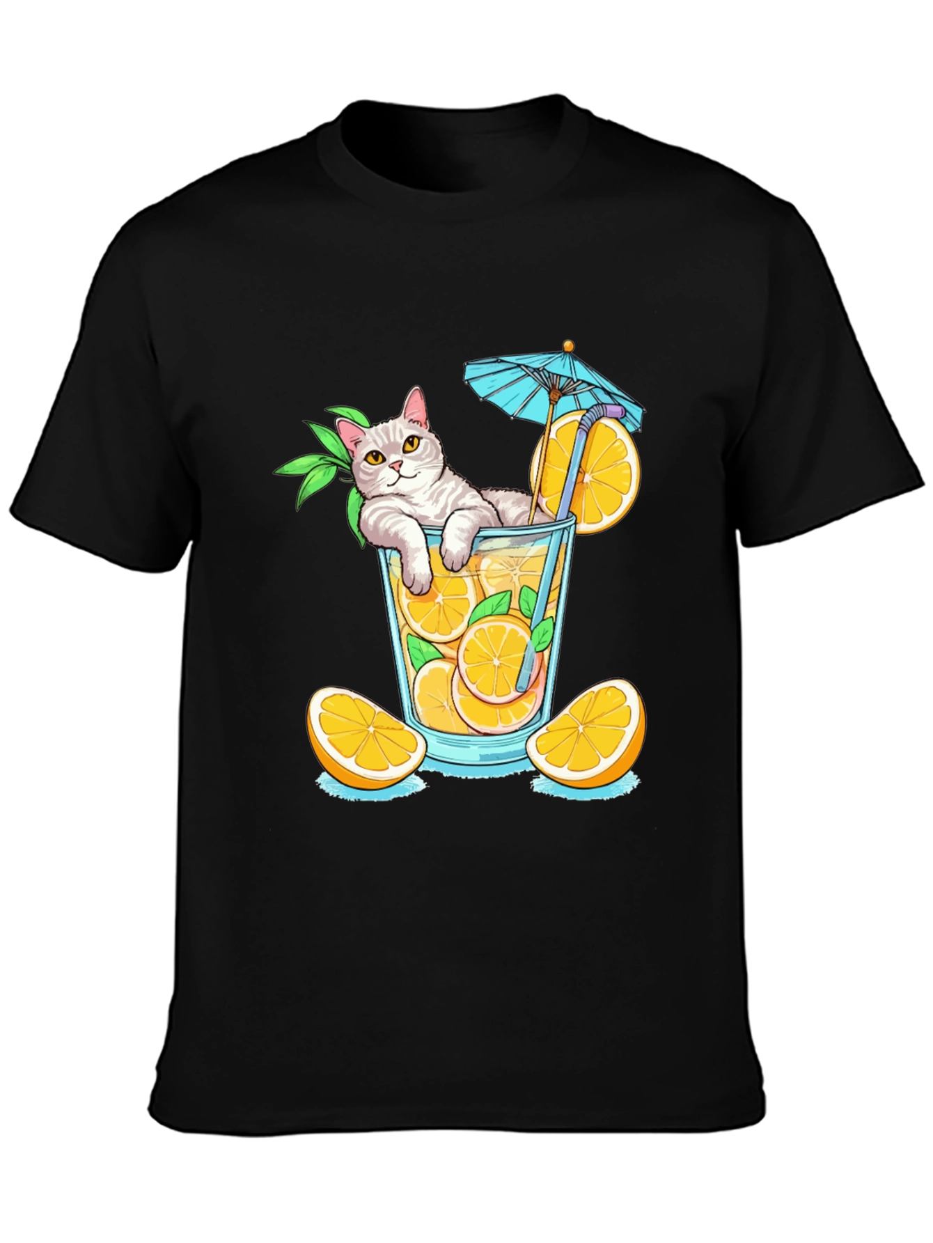 Cat Sipping Orange Juice T-Shirt