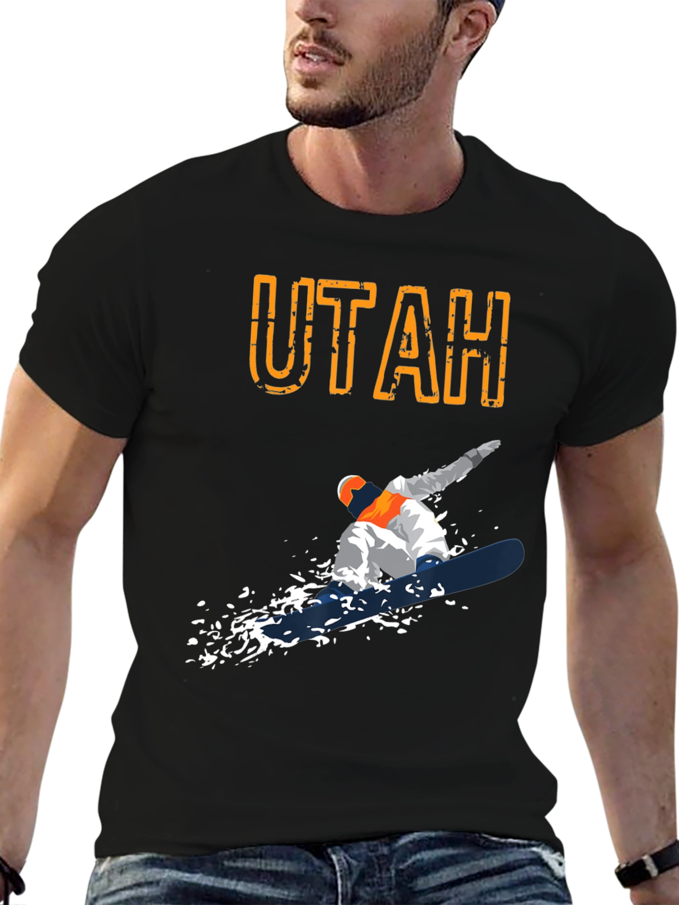 Utah Snowboarder Graphic T-Shirt - Black