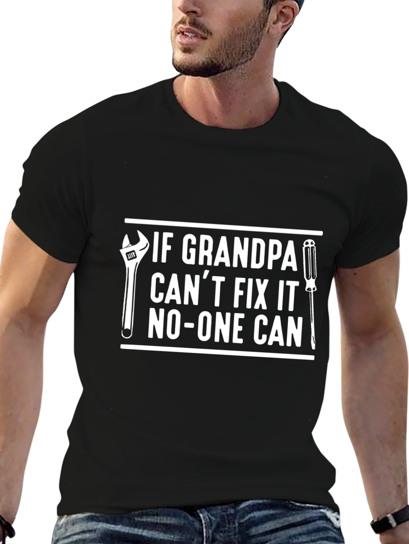 Grandpa Can Fix It Black T-Shirt