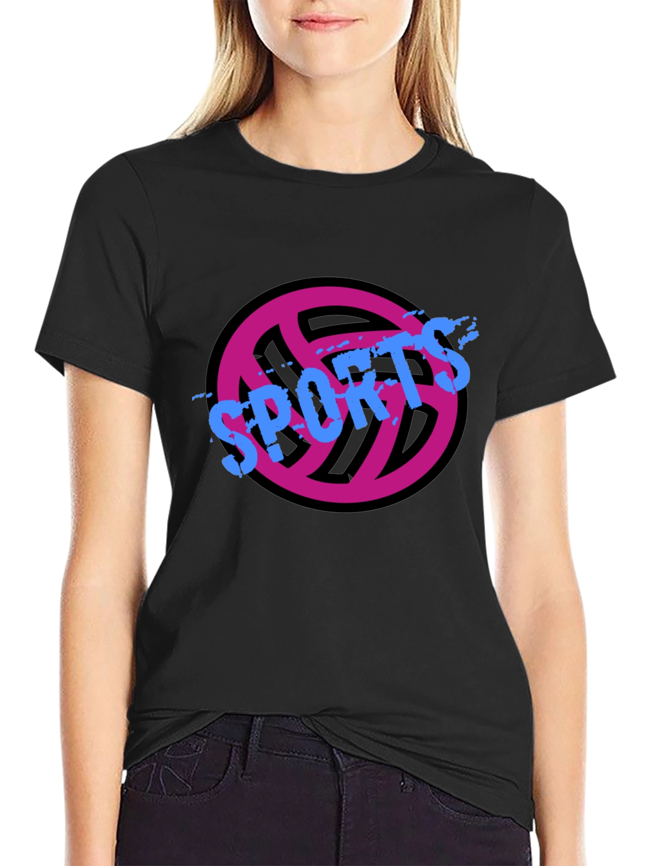 Sports Graphic Tee - Black Casual T-Shirt