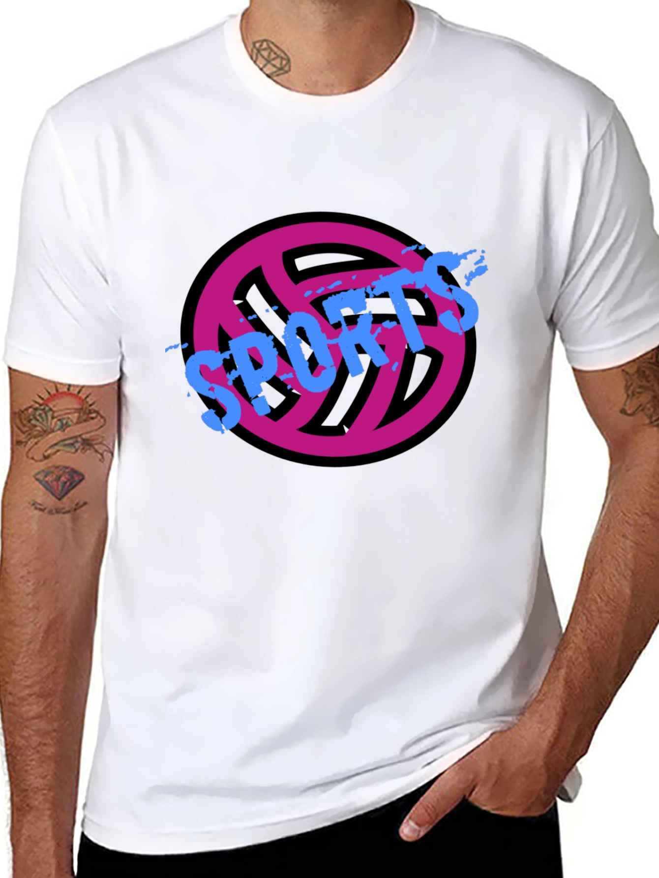 Sports Graphic Tee - Black Casual T-Shirt