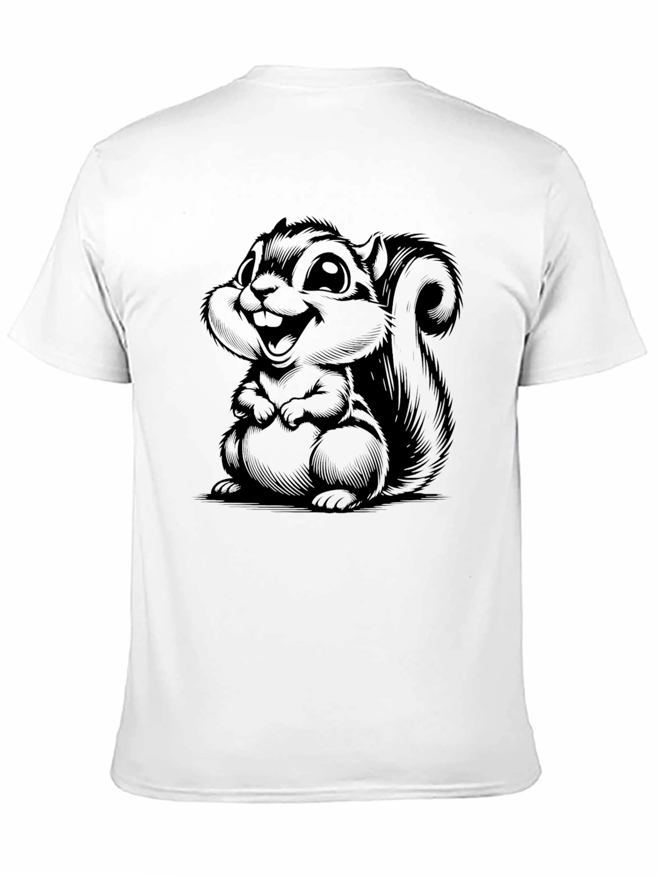 Cartoon Squirrel Graphic Tee - Soft Black T-Shirt