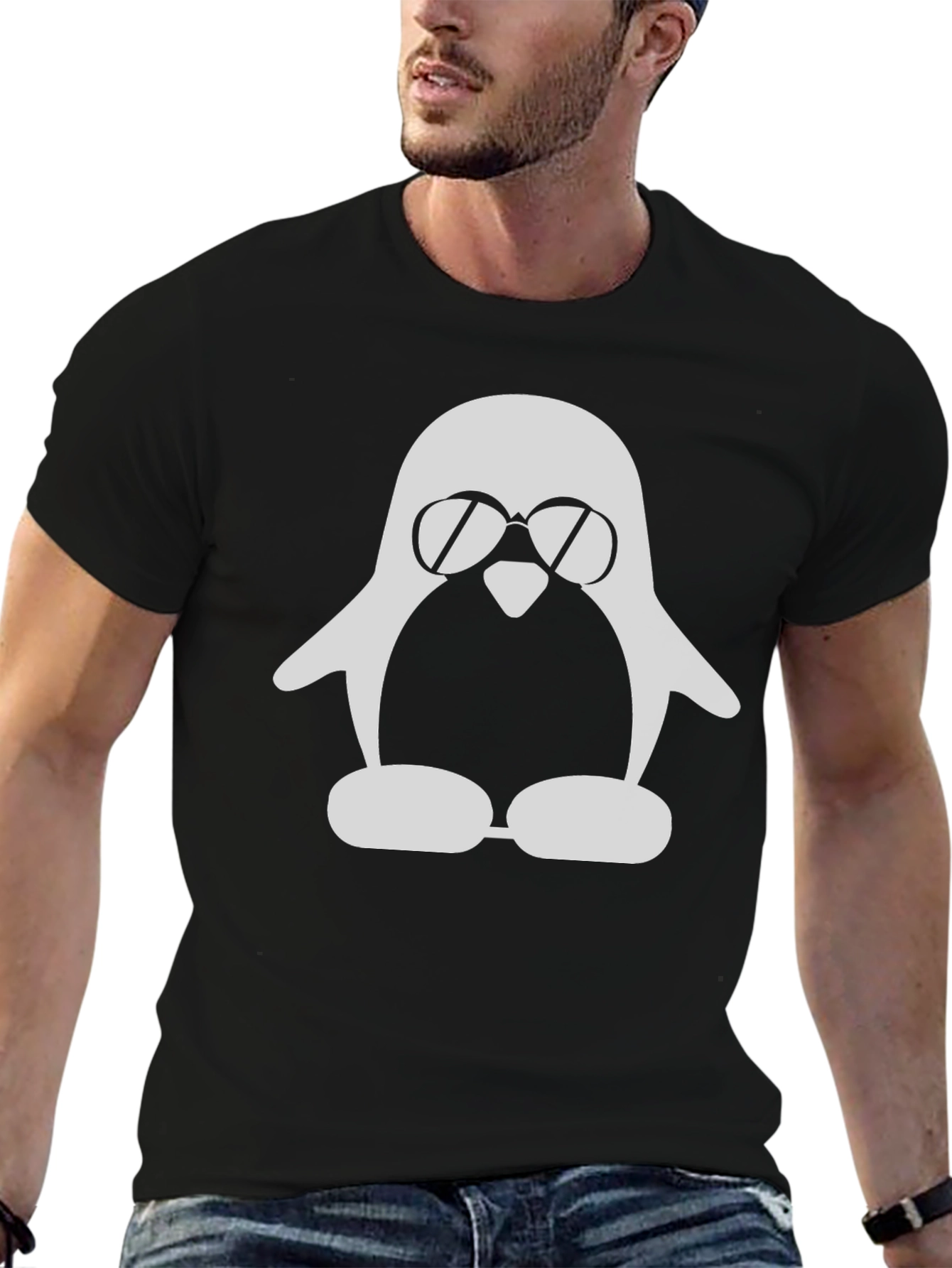 Cool Penguin Graphic T-Shirt - Black
