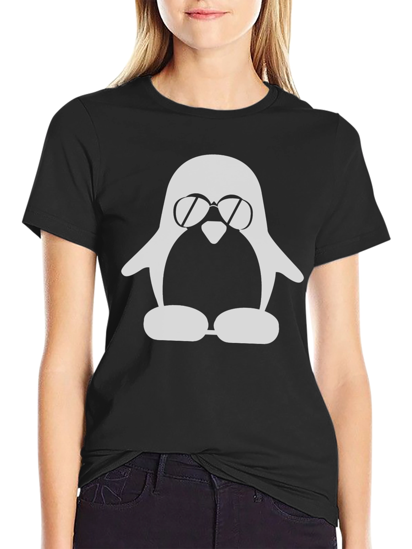 Cool Penguin Graphic T-Shirt - Black