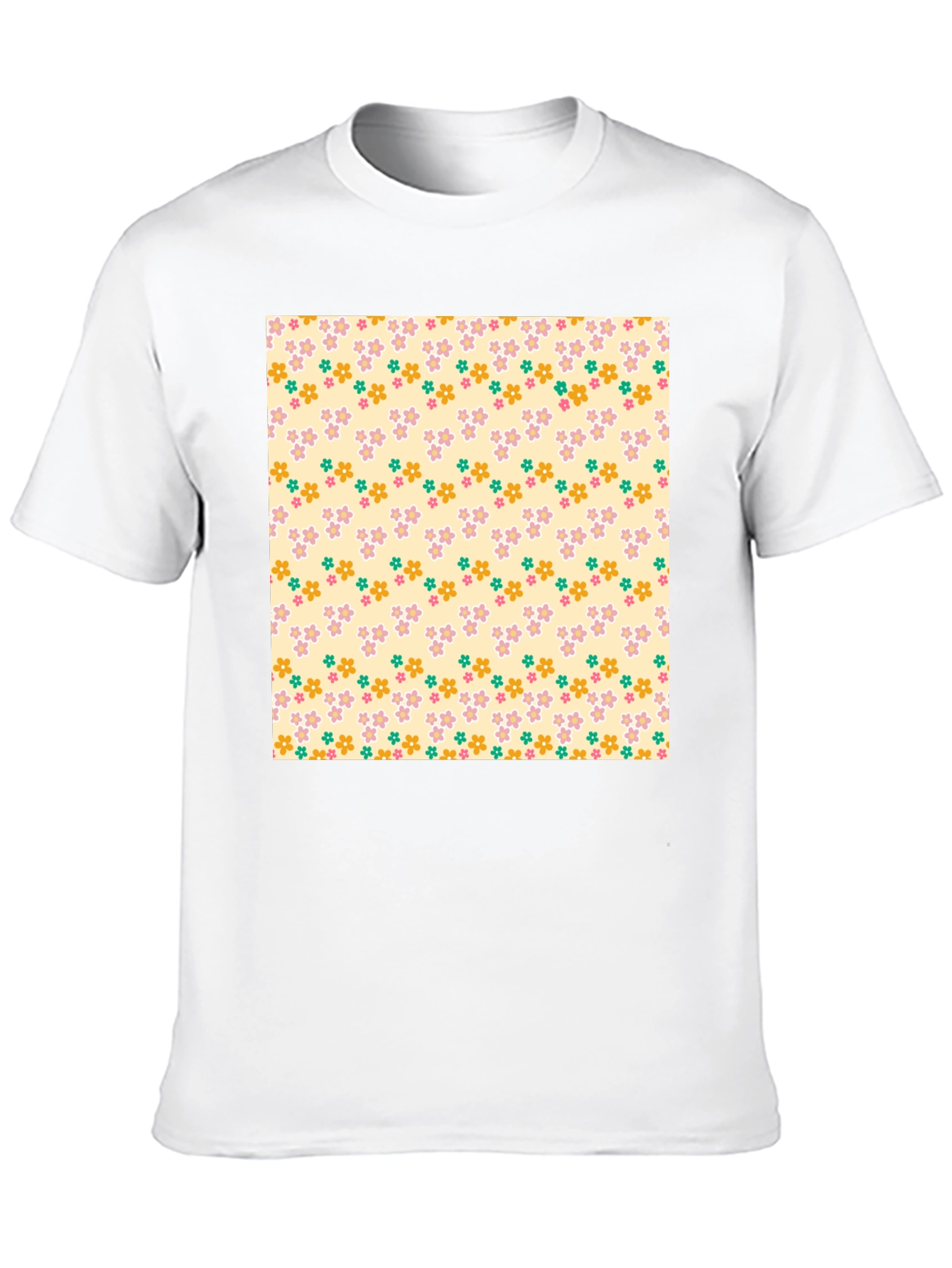 Floral Pattern Black T-Shirt