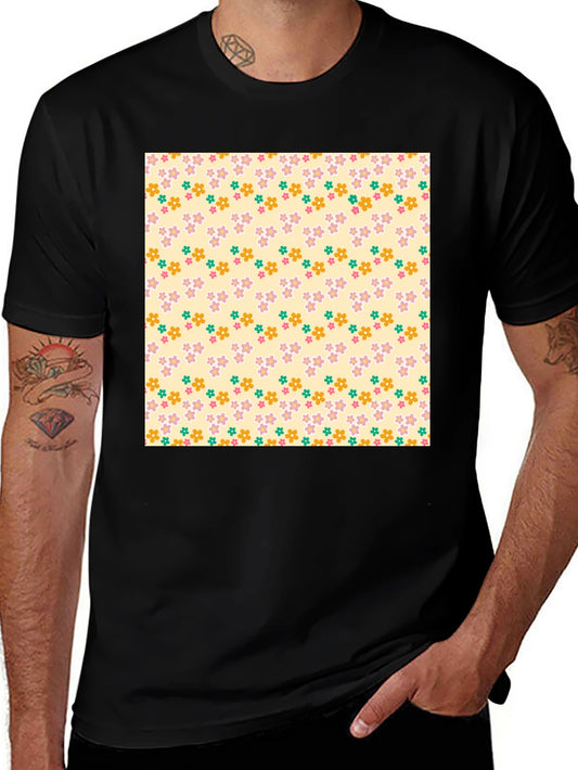 Floral Pattern Black T-Shirt
