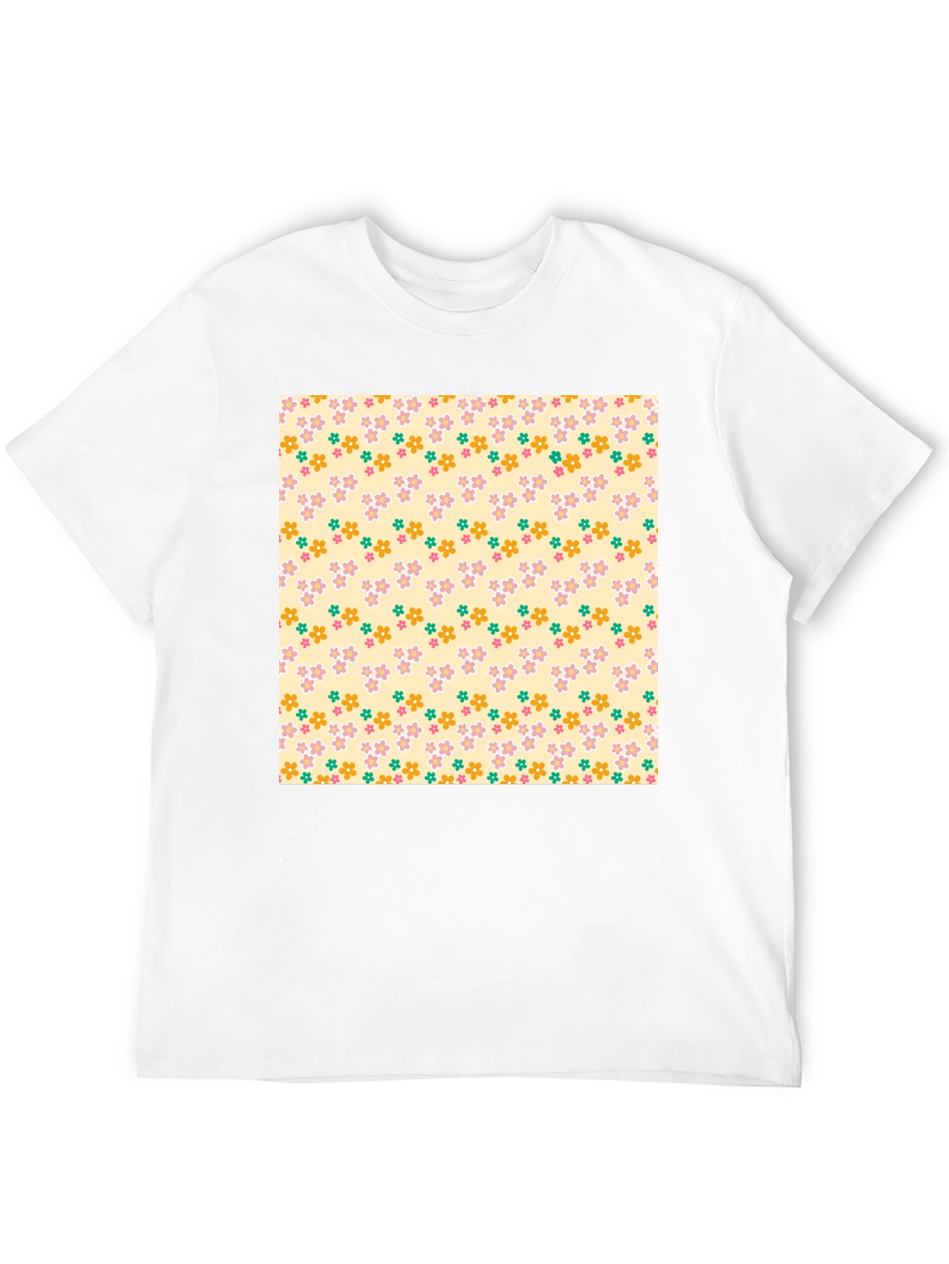 Floral Pattern Black T-Shirt