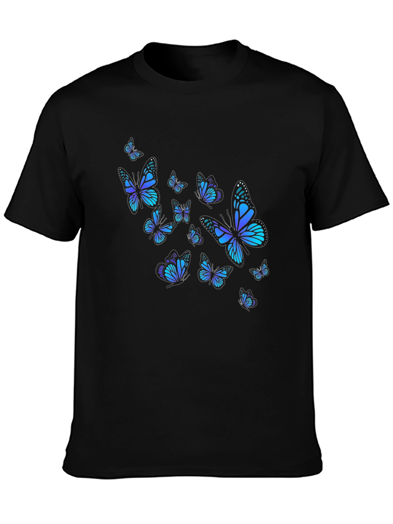 Butterfly Print Black T-Shirt