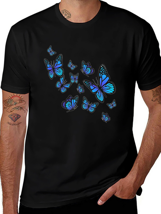 Butterfly Print Black T-Shirt