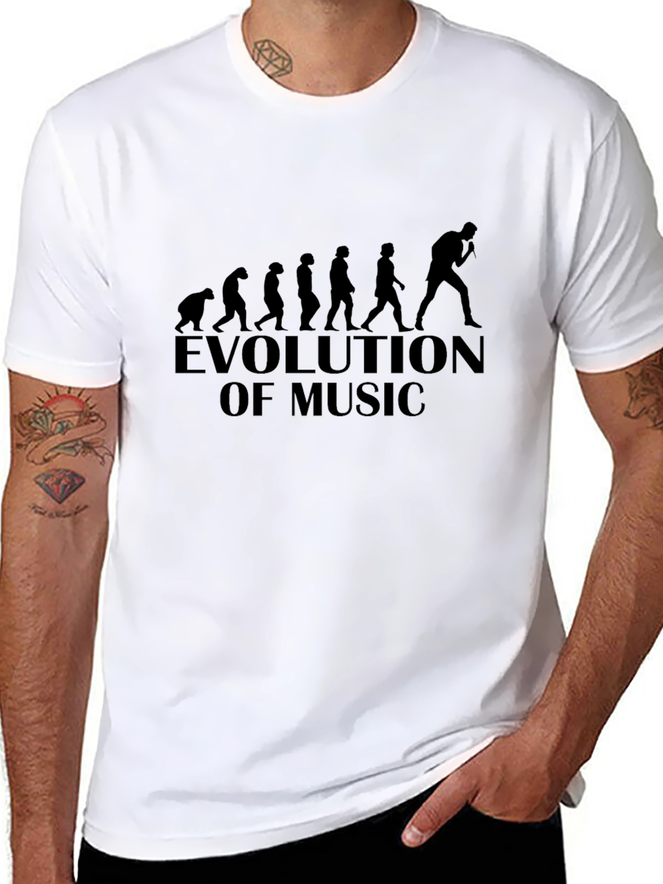 Evolution of Music Graphic T-Shirt - Black