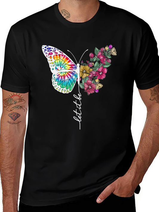 Butterfly Floral Graphic Tee - Let It Be Black T-Shirt