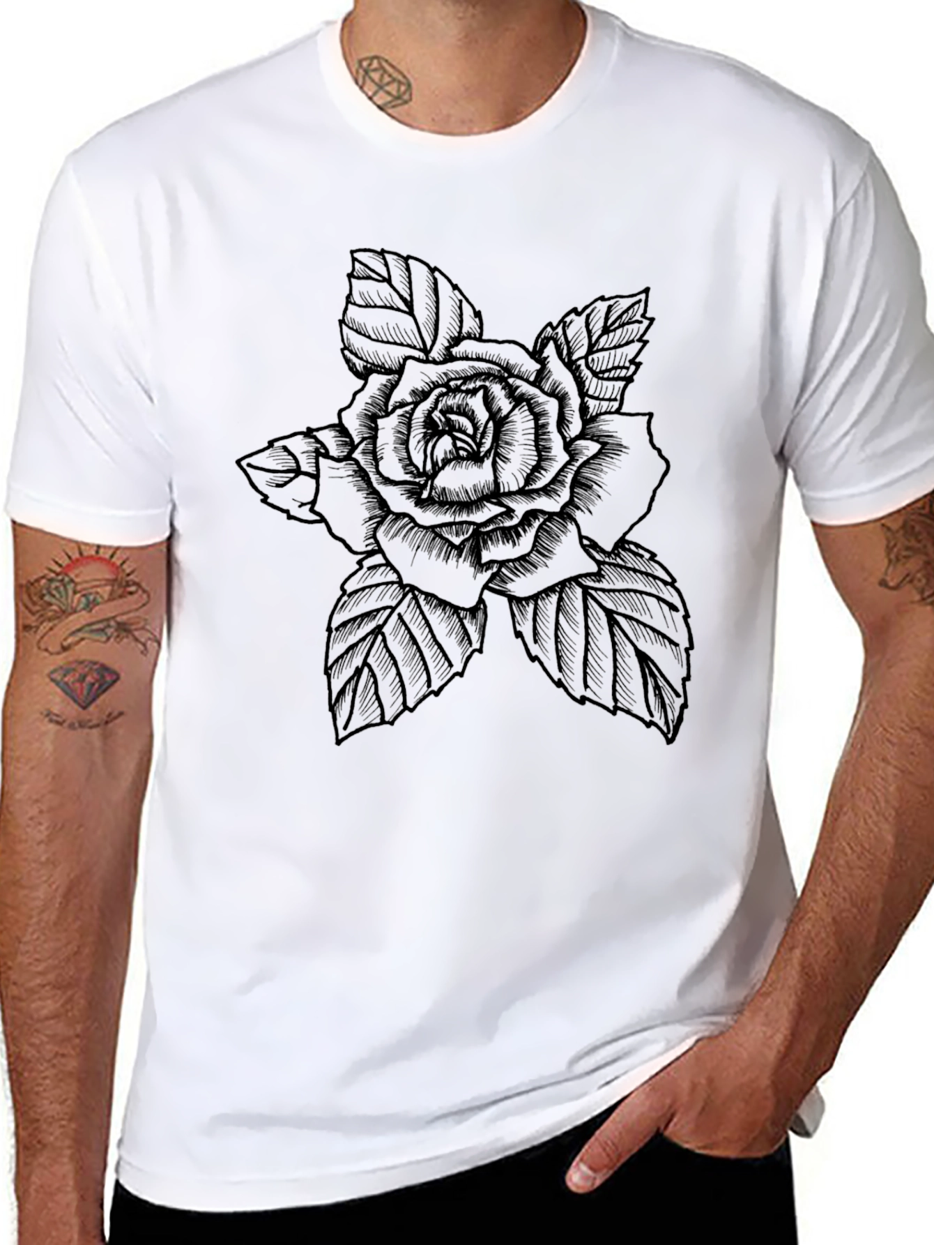 Black Rose Graphic T-Shirt - Stylish Floral Tee