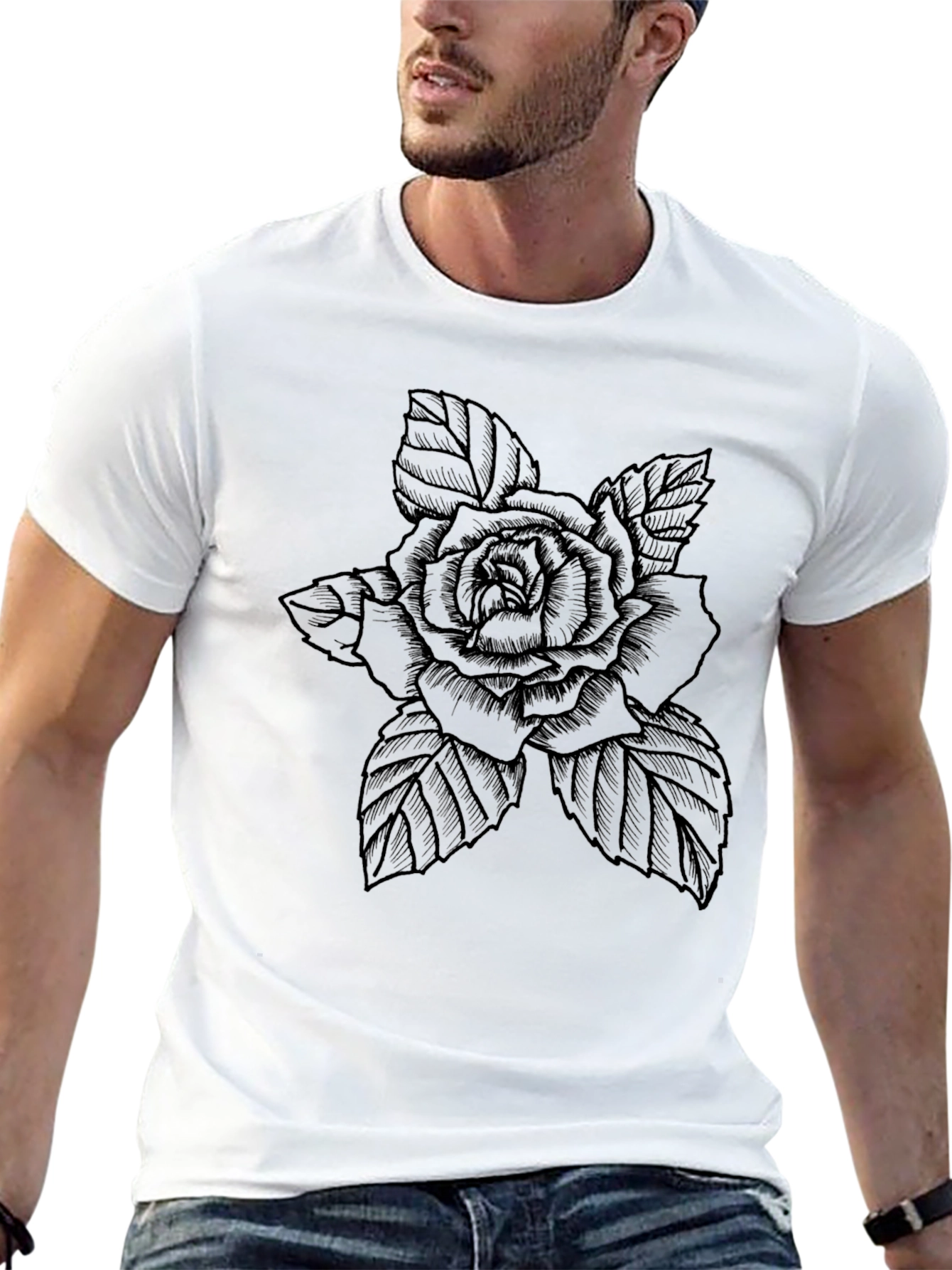 Black Rose Graphic T-Shirt - Stylish Floral Tee