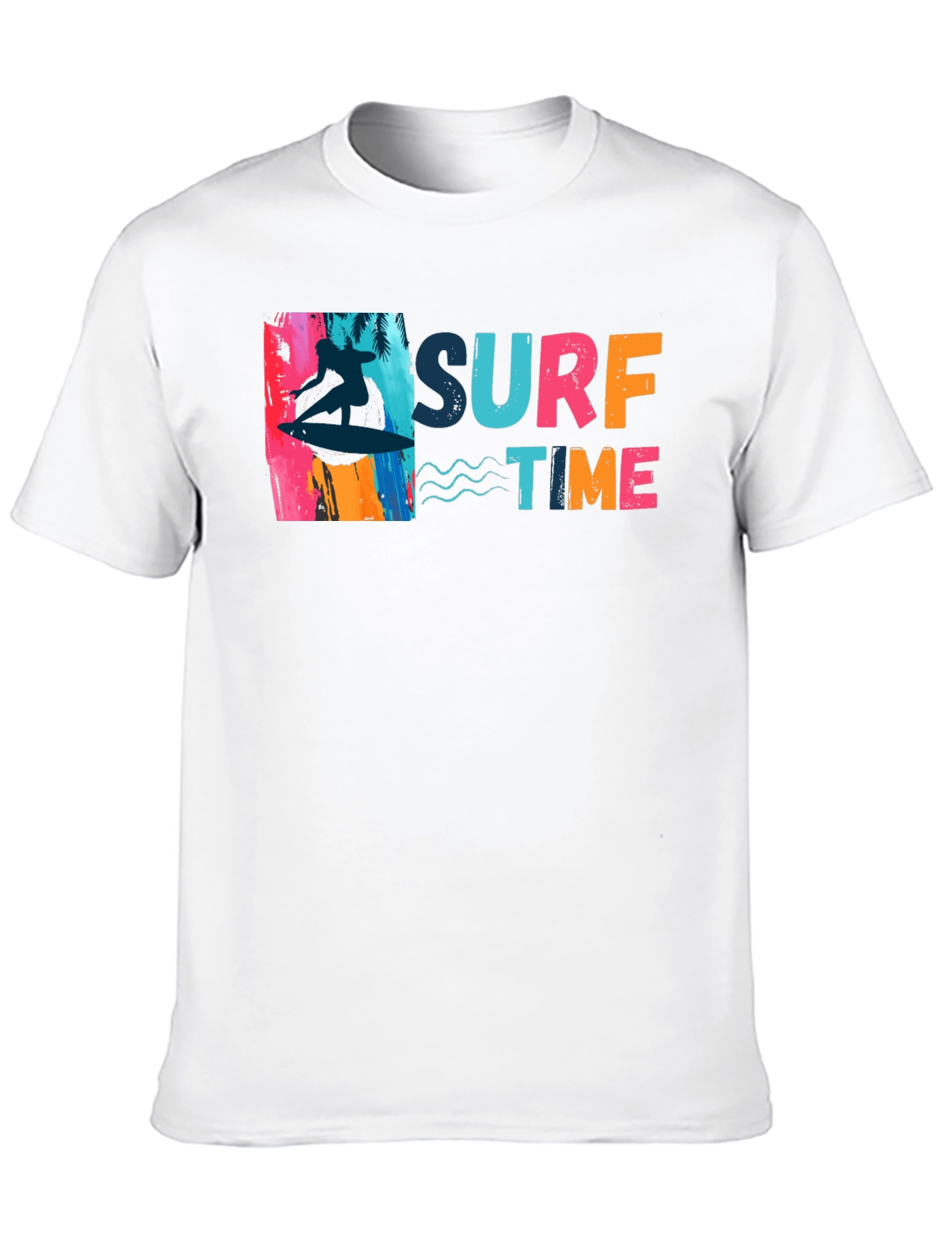Surf Time Graphic Tee - Black Cotton T-Shirt