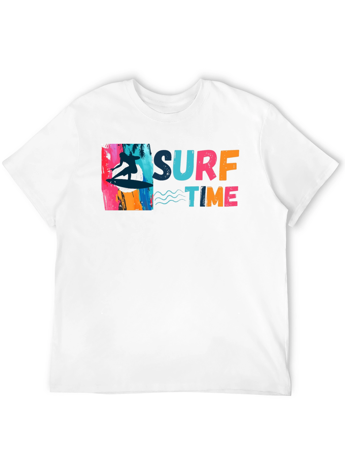 Surf Time Graphic Tee - Black Cotton T-Shirt